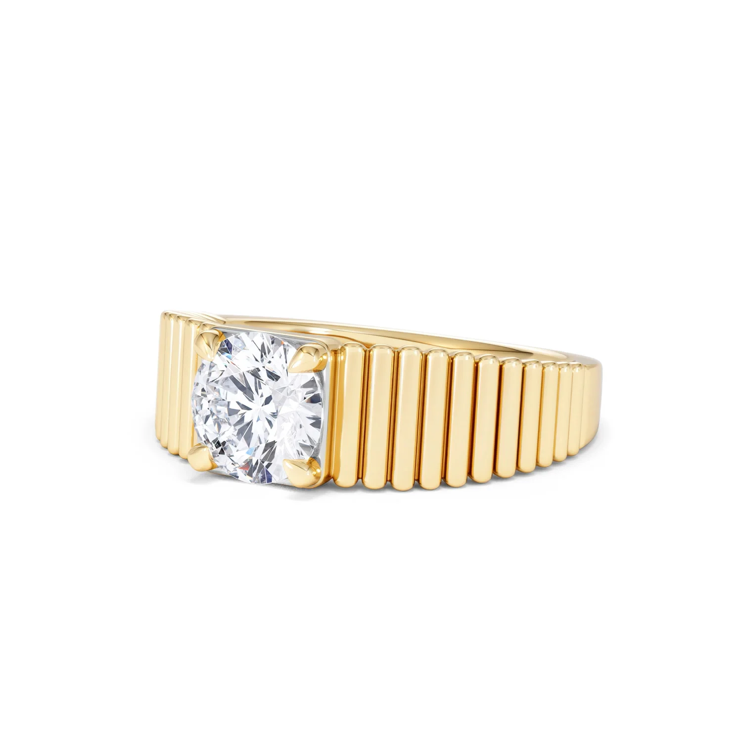 Flute 1.00ct Round Cut Lab Grown Diamond Solitaire Ring in 18K Yellow Gold - Image 82