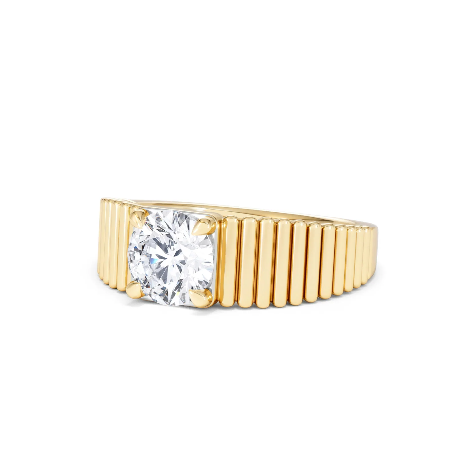 Flute 1.00ct Round Cut Lab Grown Diamond Solitaire Ring in 18K Yellow Gold - Image 83