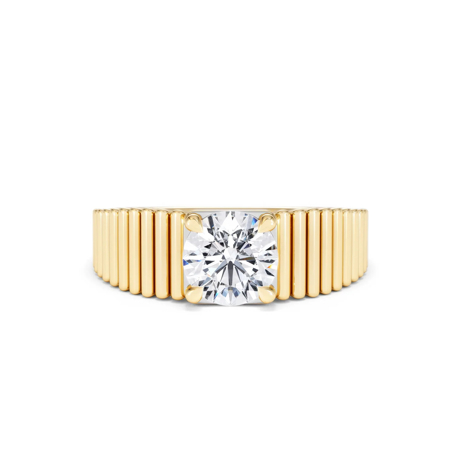 Flute 1.00ct Round Cut Lab Grown Diamond Solitaire Ring in 18K Yellow Gold - Image 9