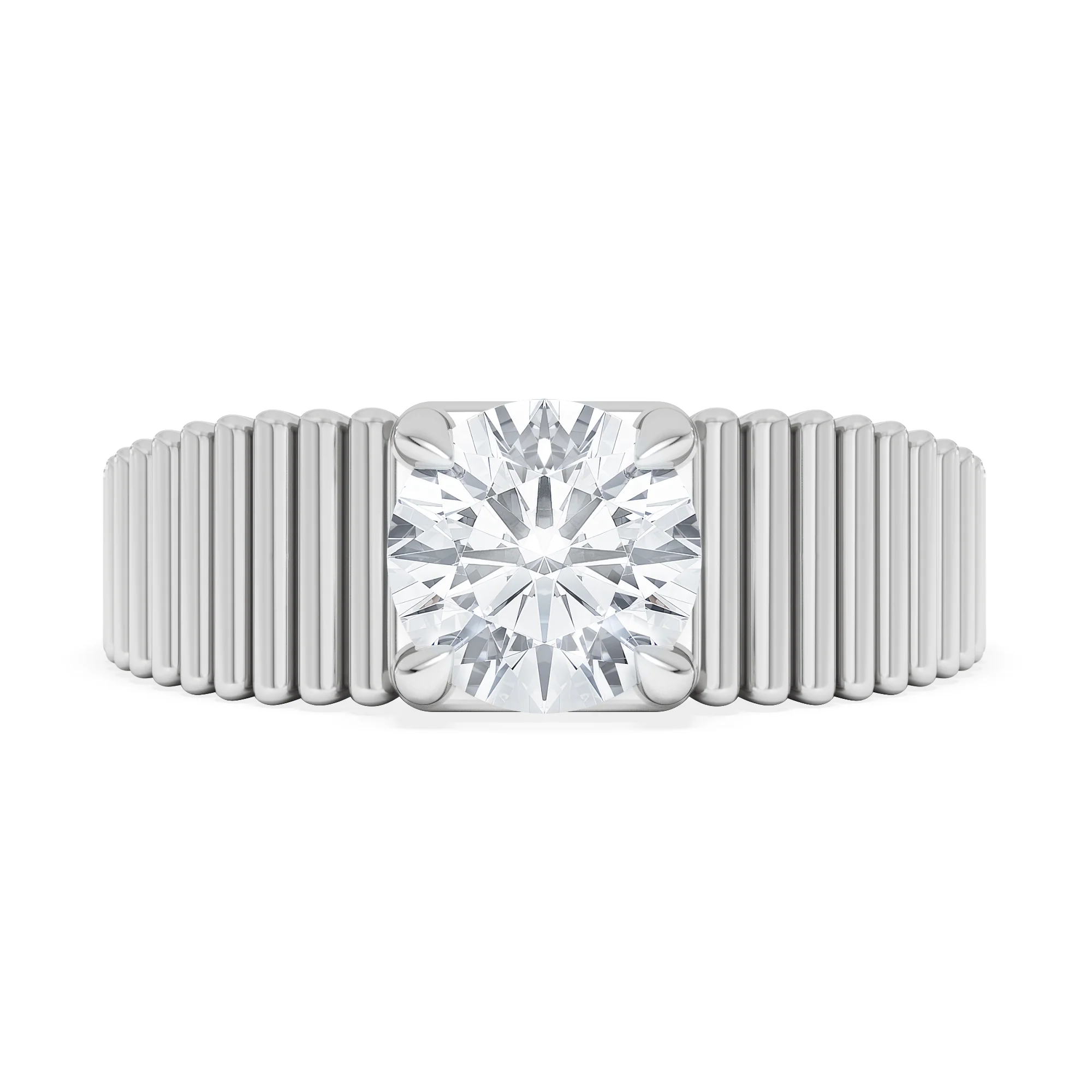 Flute 1.00ct Round Cut Lab Grown Diamond Solitaire Ring in Platinum - Image 7
