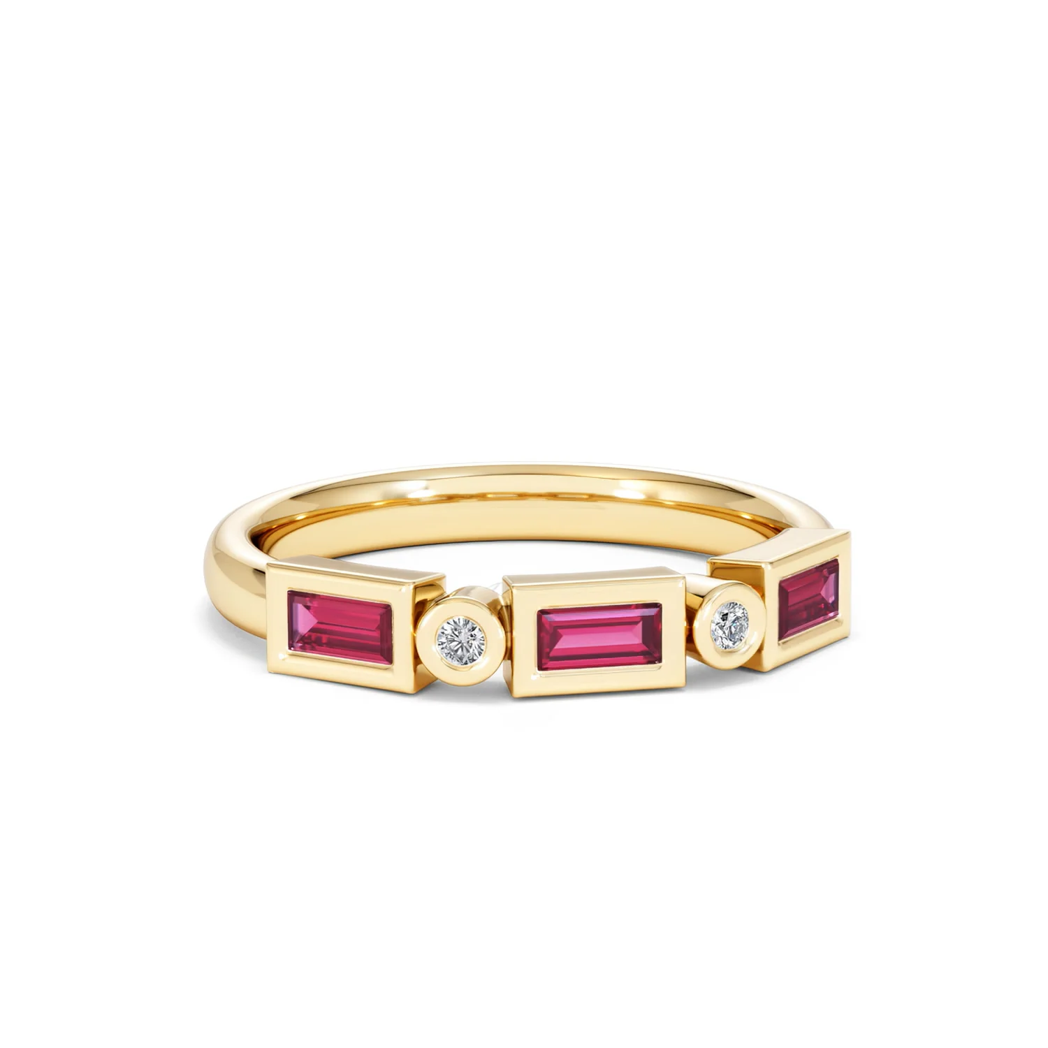 Forme 0.37ct Baguette Cut Lab Ruby 5 Stone Ring in 18K Gold Vermeil - Image 10