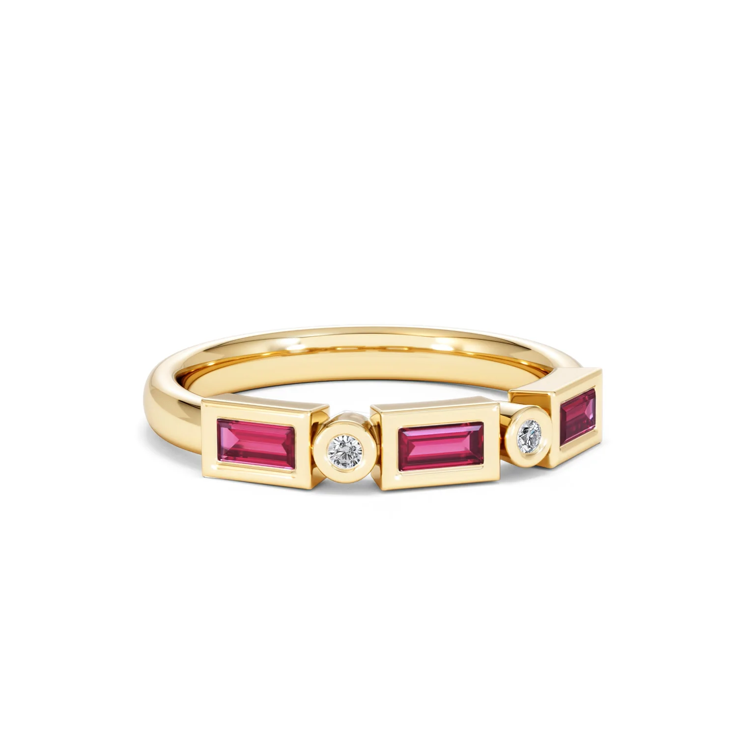 Forme 0.37ct Baguette Cut Lab Ruby 5 Stone Ring in 18K Gold Vermeil - Image 11