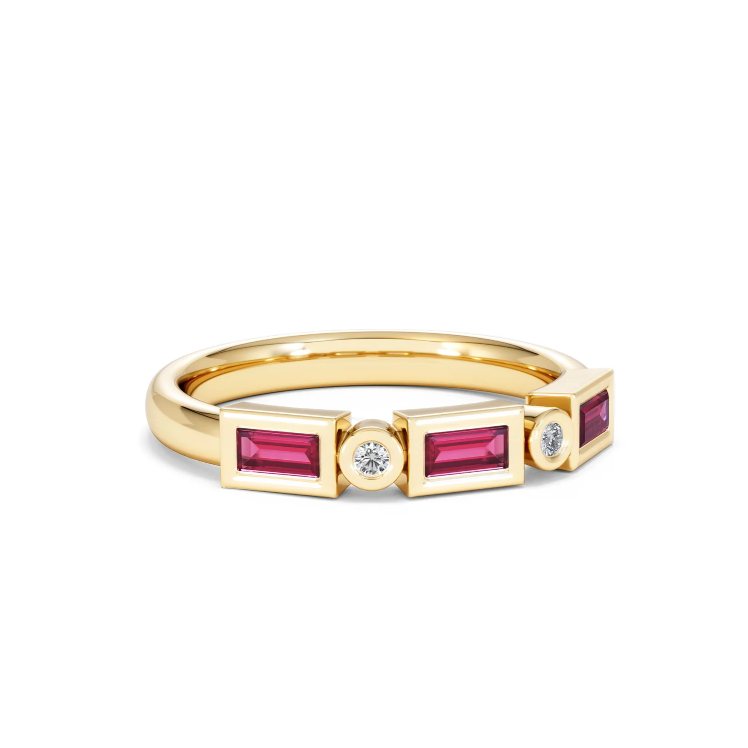 Forme 0.37ct Baguette Cut Lab Ruby 5 Stone Ring in 18K Gold Vermeil - Image 12