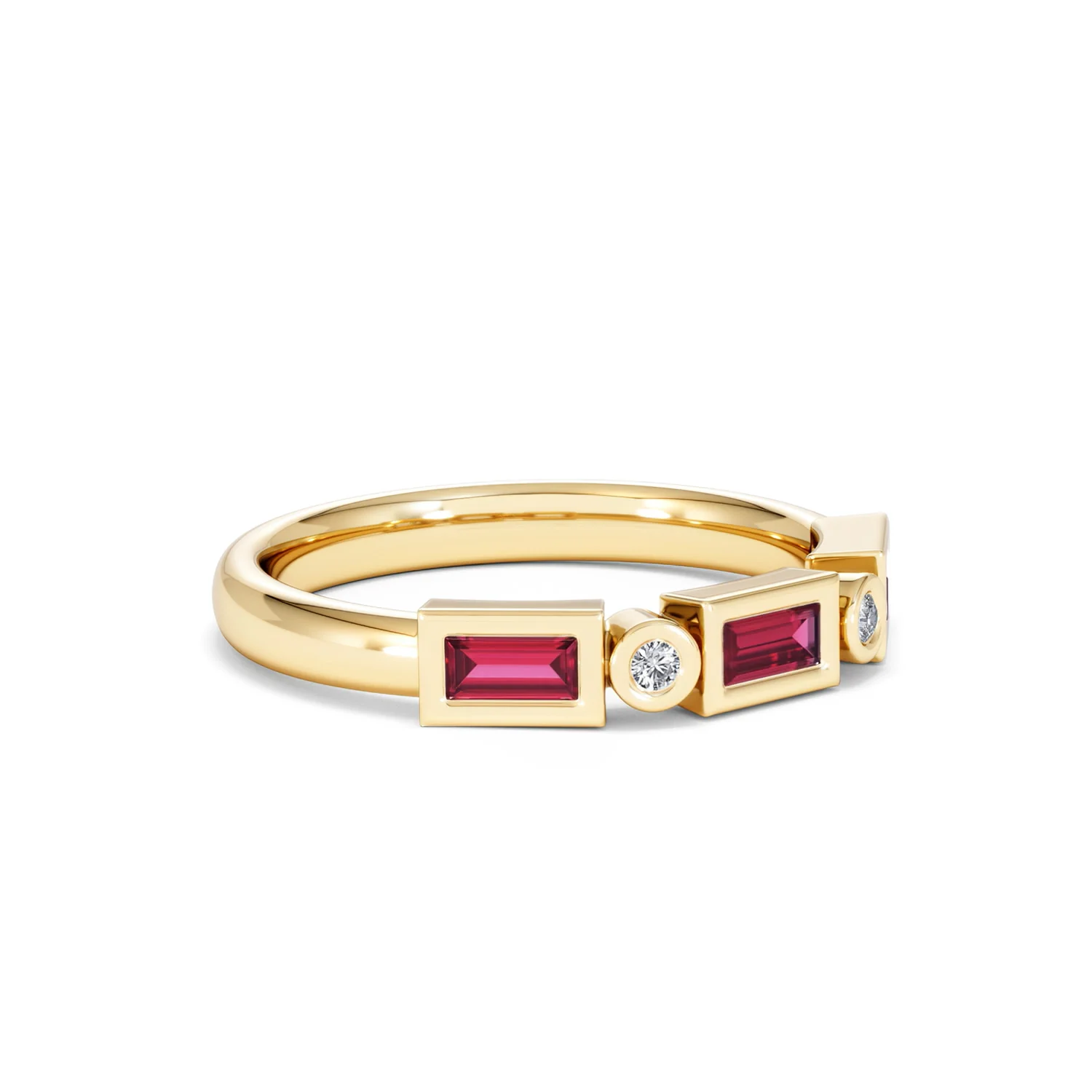 Forme 0.37ct Baguette Cut Lab Ruby 5 Stone Ring in 18K Gold Vermeil - Image 16