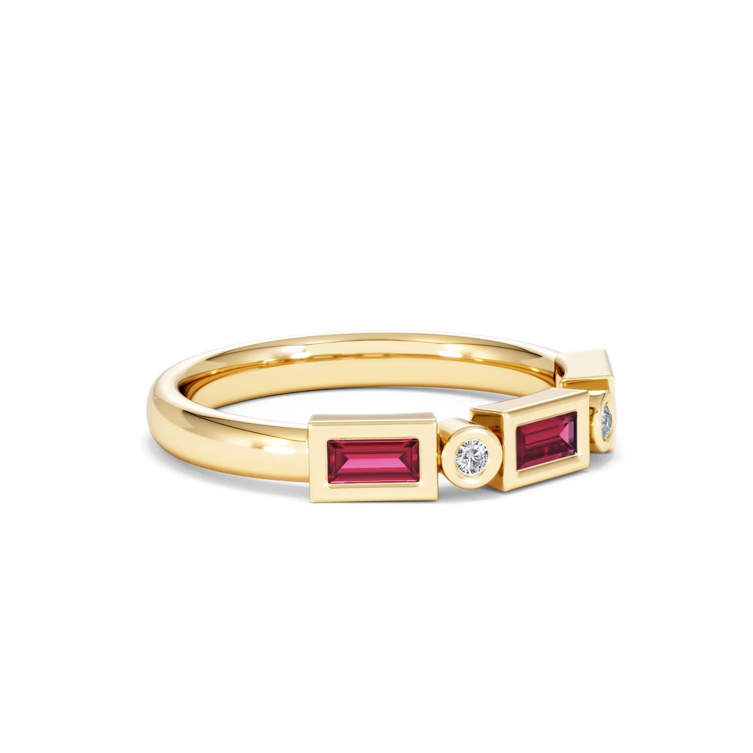 Forme 0.37ct Baguette Cut Lab Ruby 5 Stone Ring in 18K Gold Vermeil - Image 17