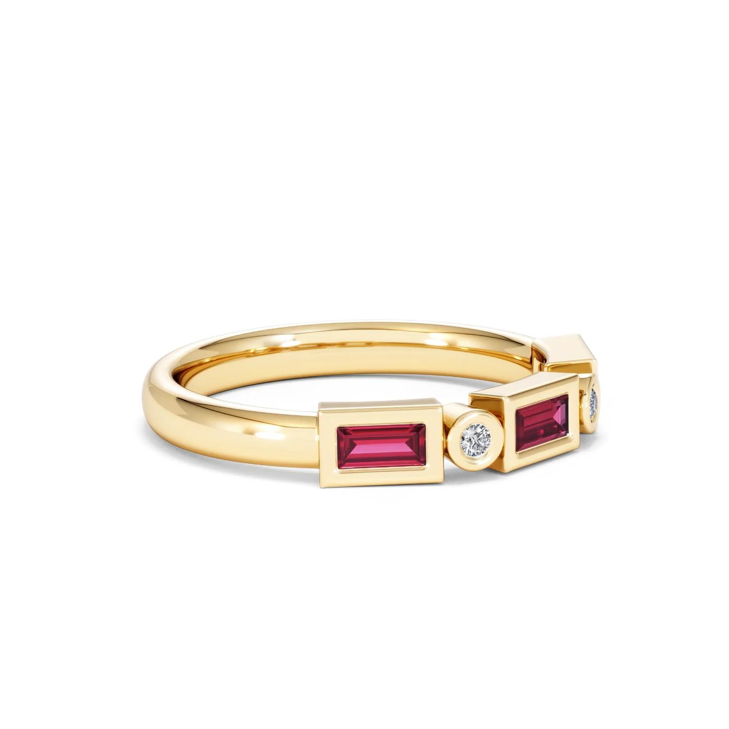 Forme 0.37ct Baguette Cut Lab Ruby 5 Stone Ring in 18K Gold Vermeil - Image 18