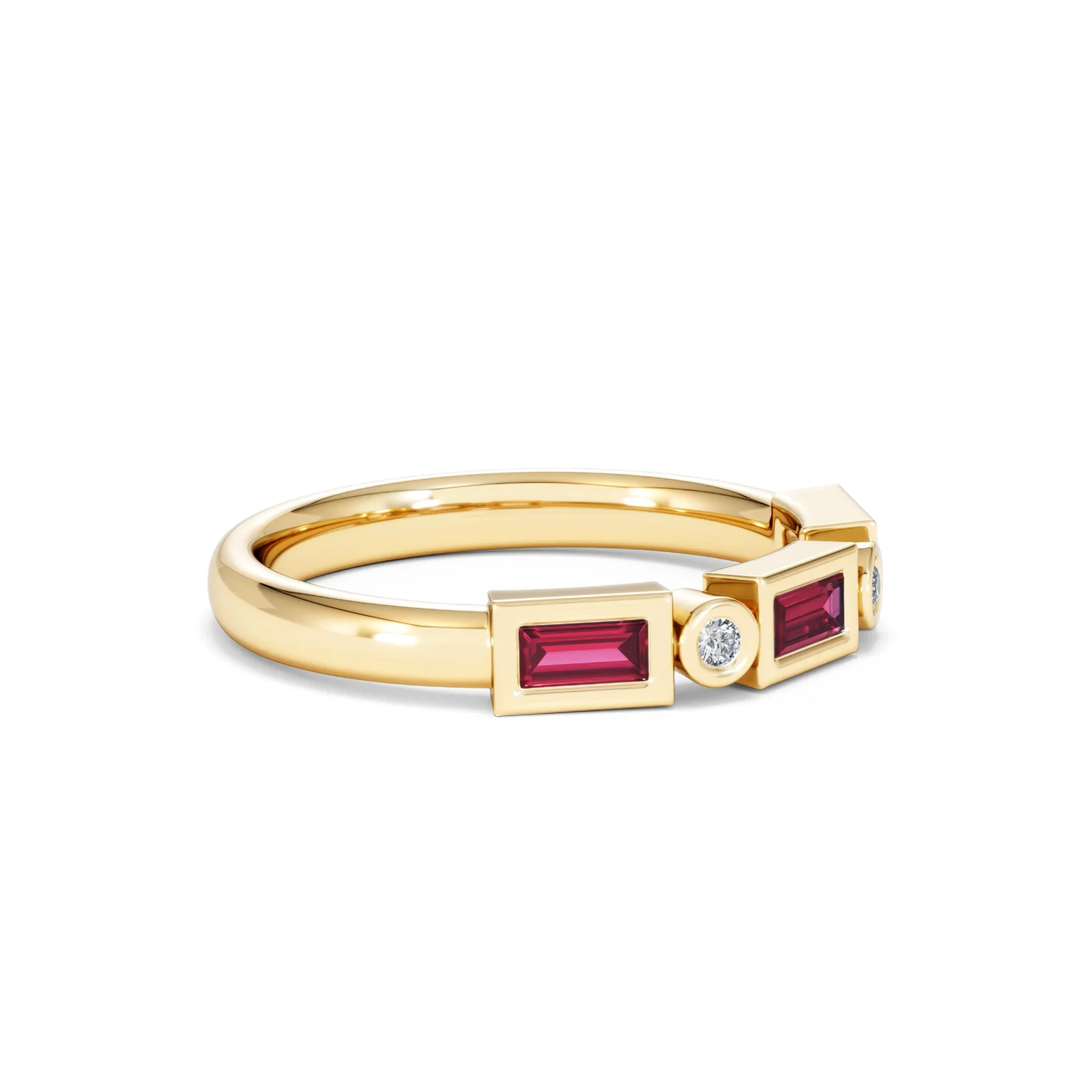 Forme 0.37ct Baguette Cut Lab Ruby 5 Stone Ring in 18K Gold Vermeil - Image 19