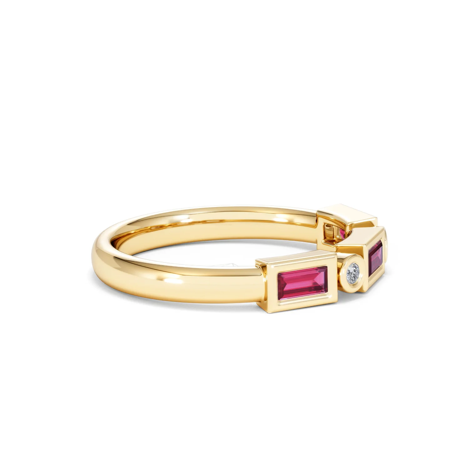 Forme 0.37ct Baguette Cut Lab Ruby 5 Stone Ring in 18K Gold Vermeil - Image 23