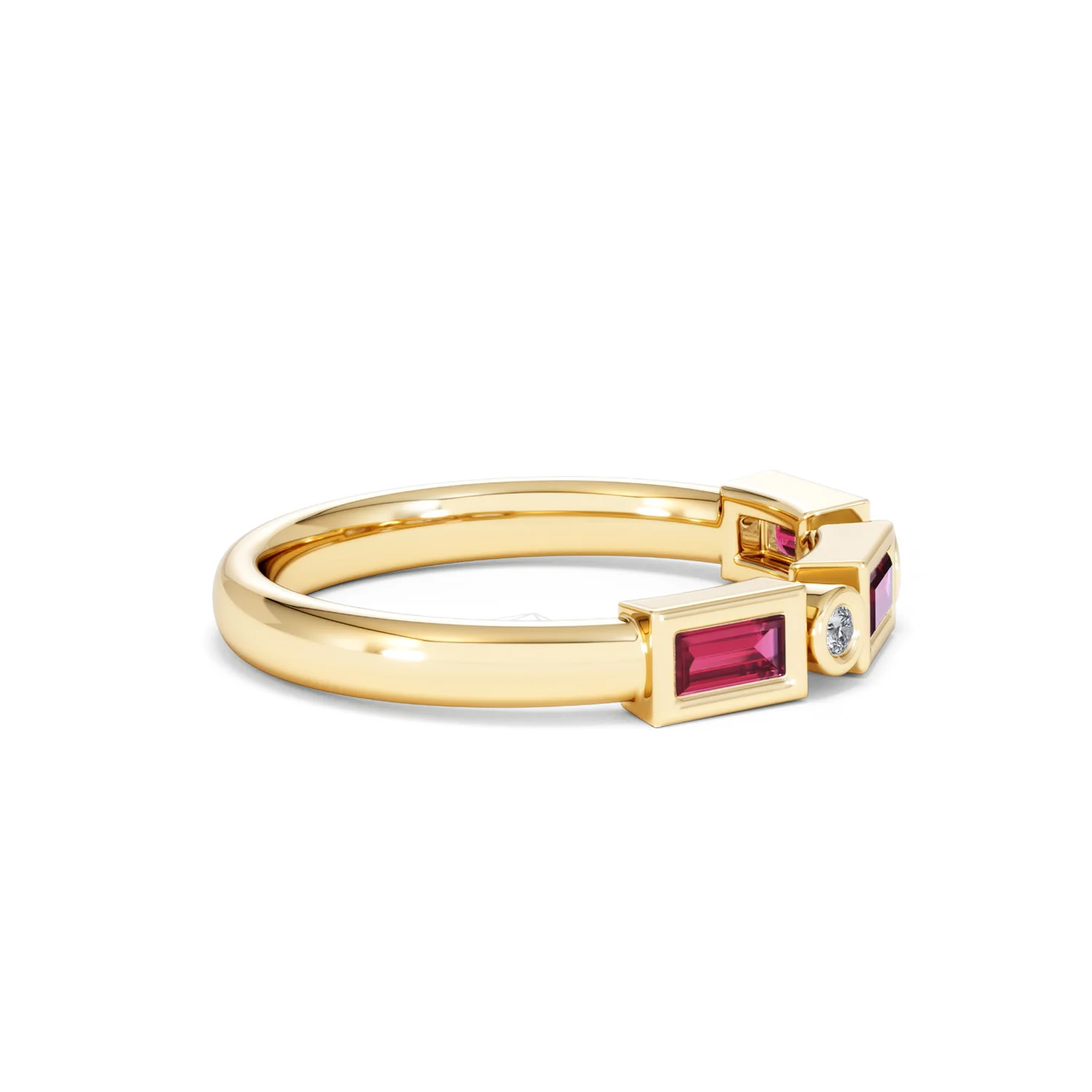Forme 0.37ct Baguette Cut Lab Ruby 5 Stone Ring in 18K Gold Vermeil - Image 24