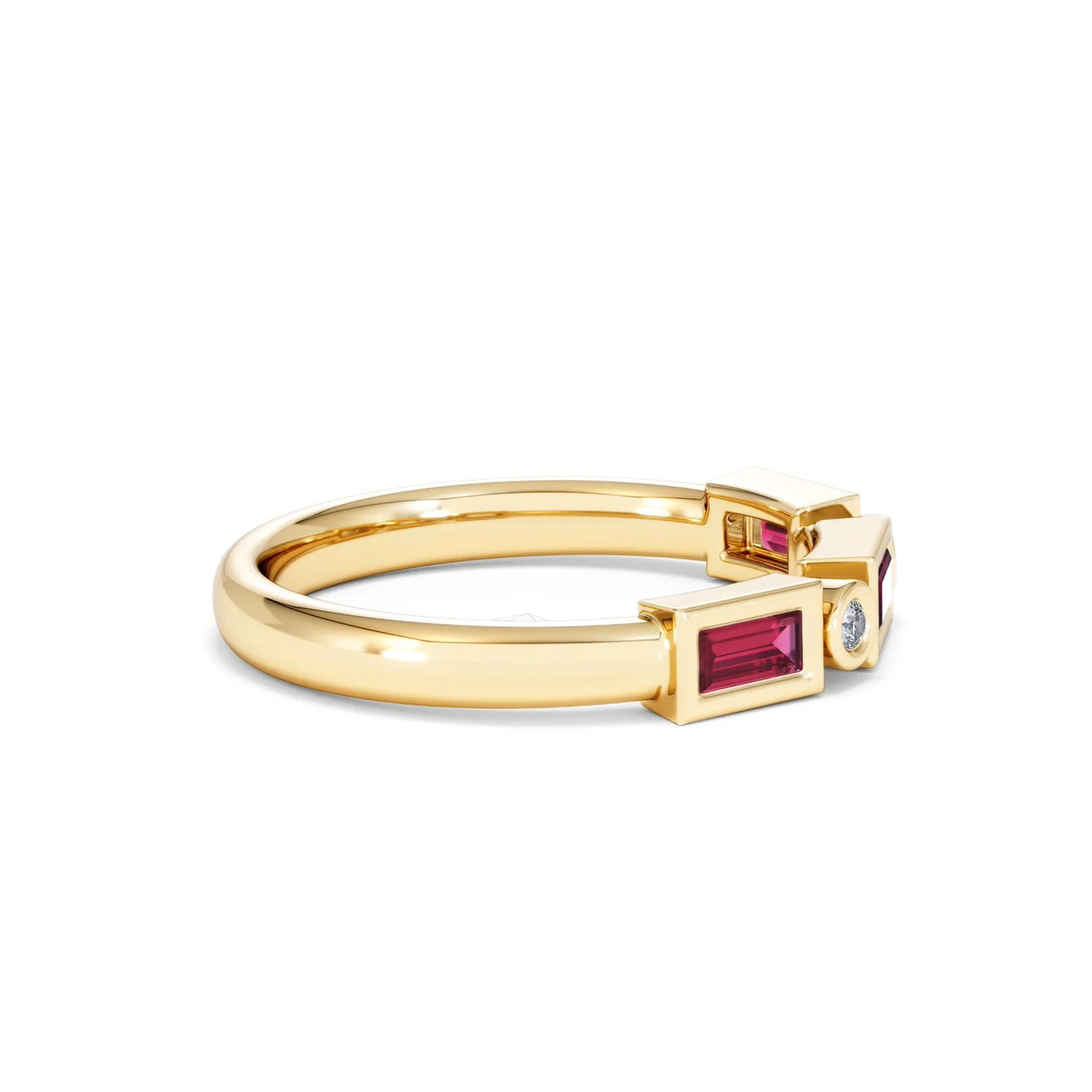 Forme 0.37ct Baguette Cut Lab Ruby 5 Stone Ring in 18K Gold Vermeil - Image 25