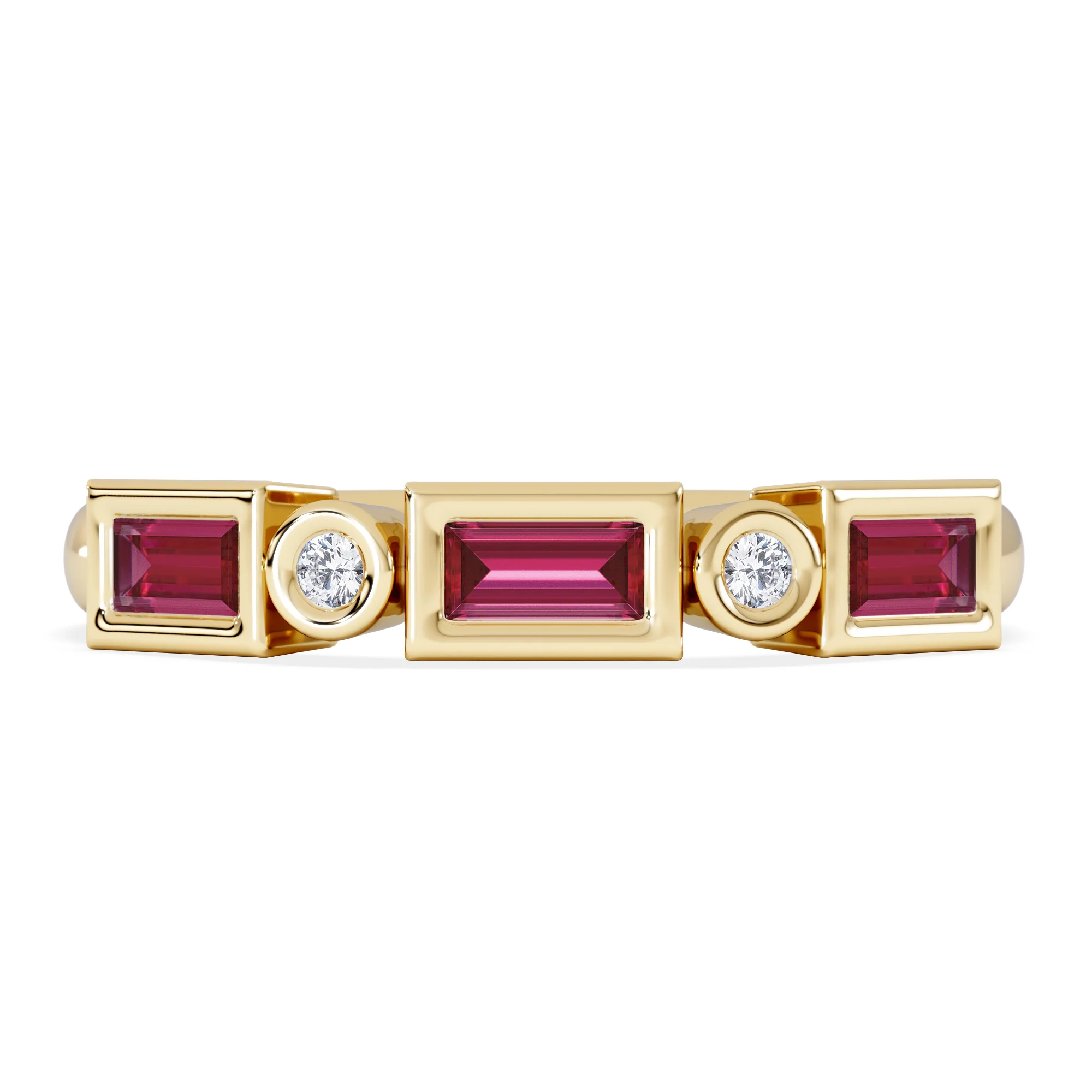 Forme 0.37ct Baguette Cut Lab Ruby 5 Stone Ring in 18K Gold Vermeil - Image 3