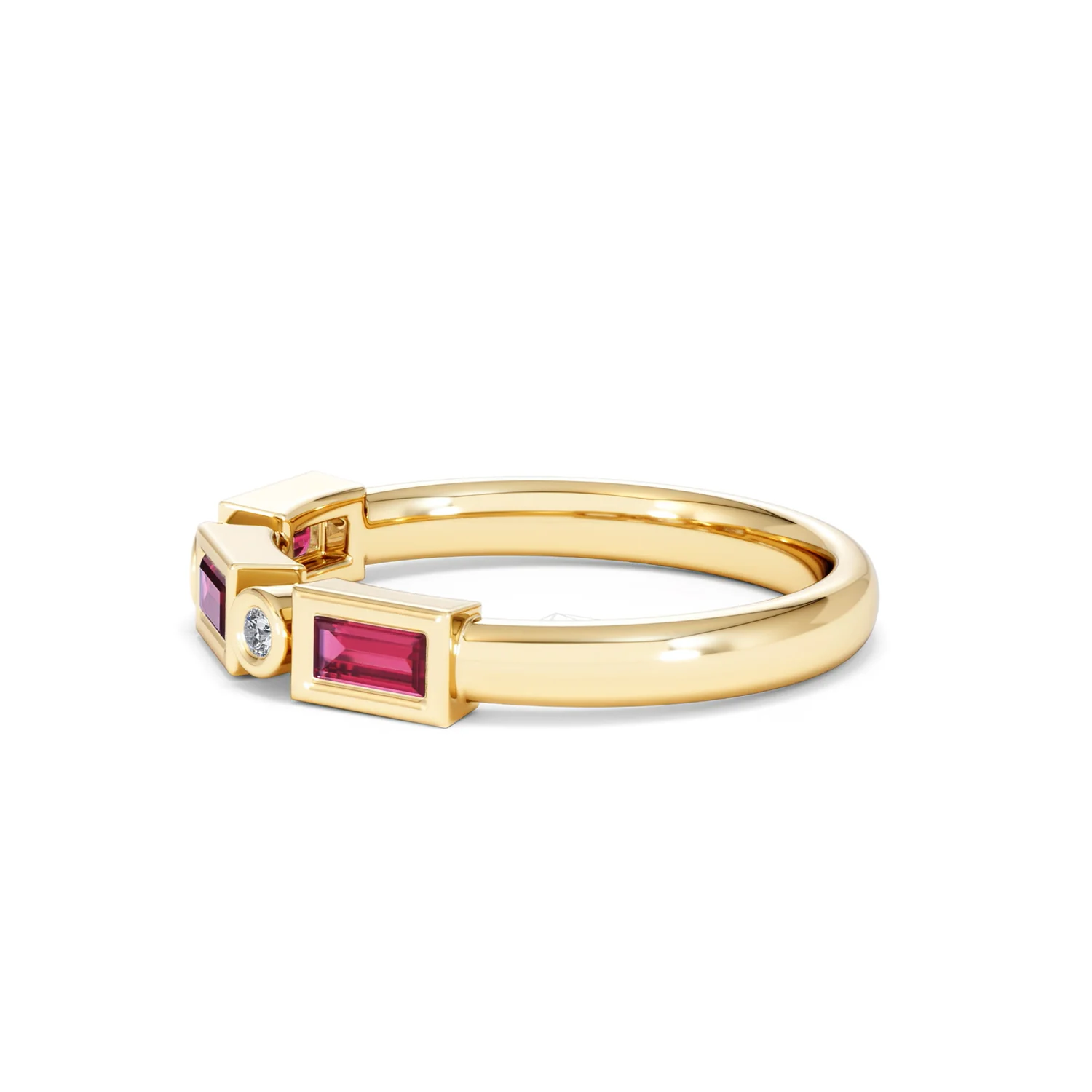 Forme 0.37ct Baguette Cut Lab Ruby 5 Stone Ring in 18K Gold Vermeil - Image 70