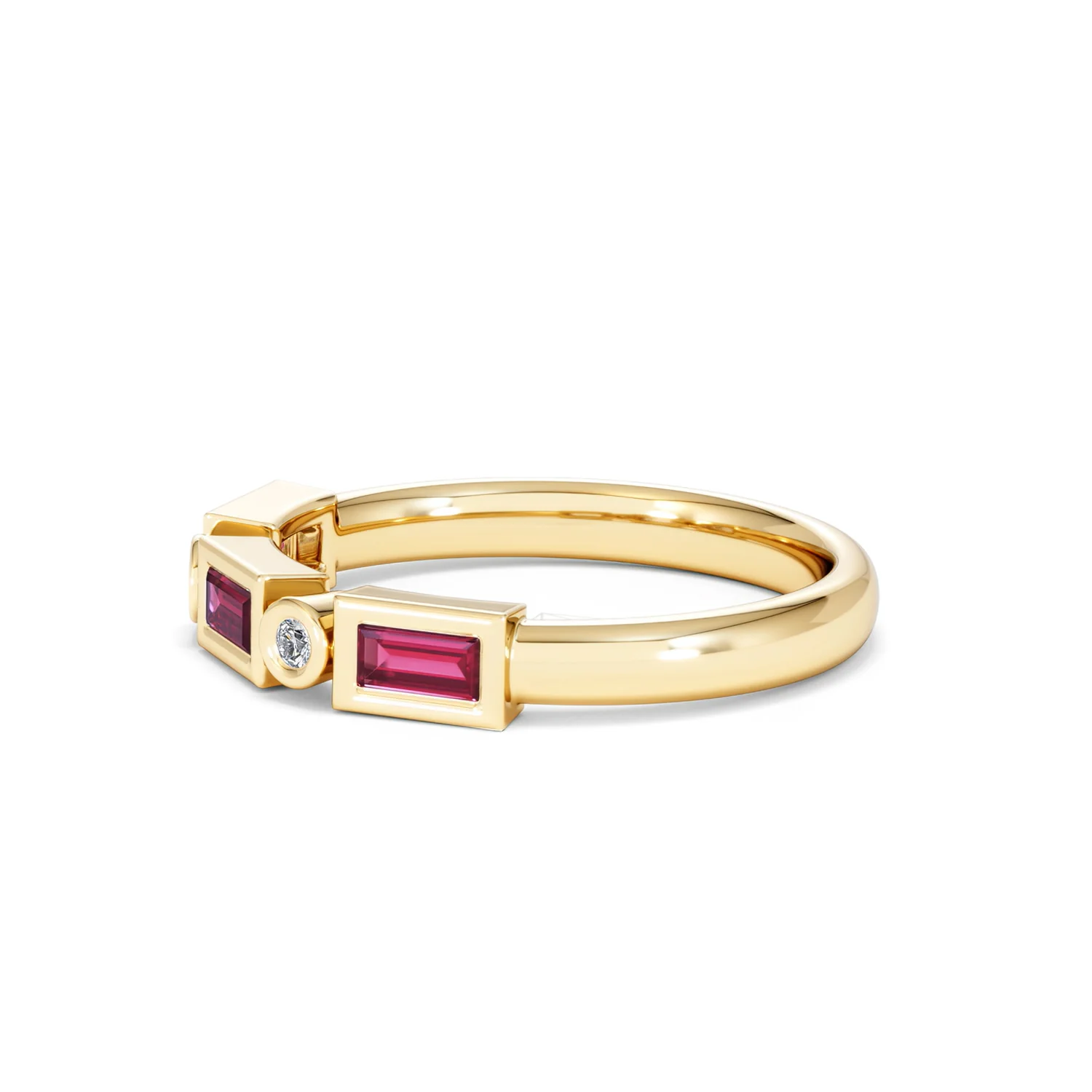 Forme 0.37ct Baguette Cut Lab Ruby 5 Stone Ring in 18K Gold Vermeil - Image 72