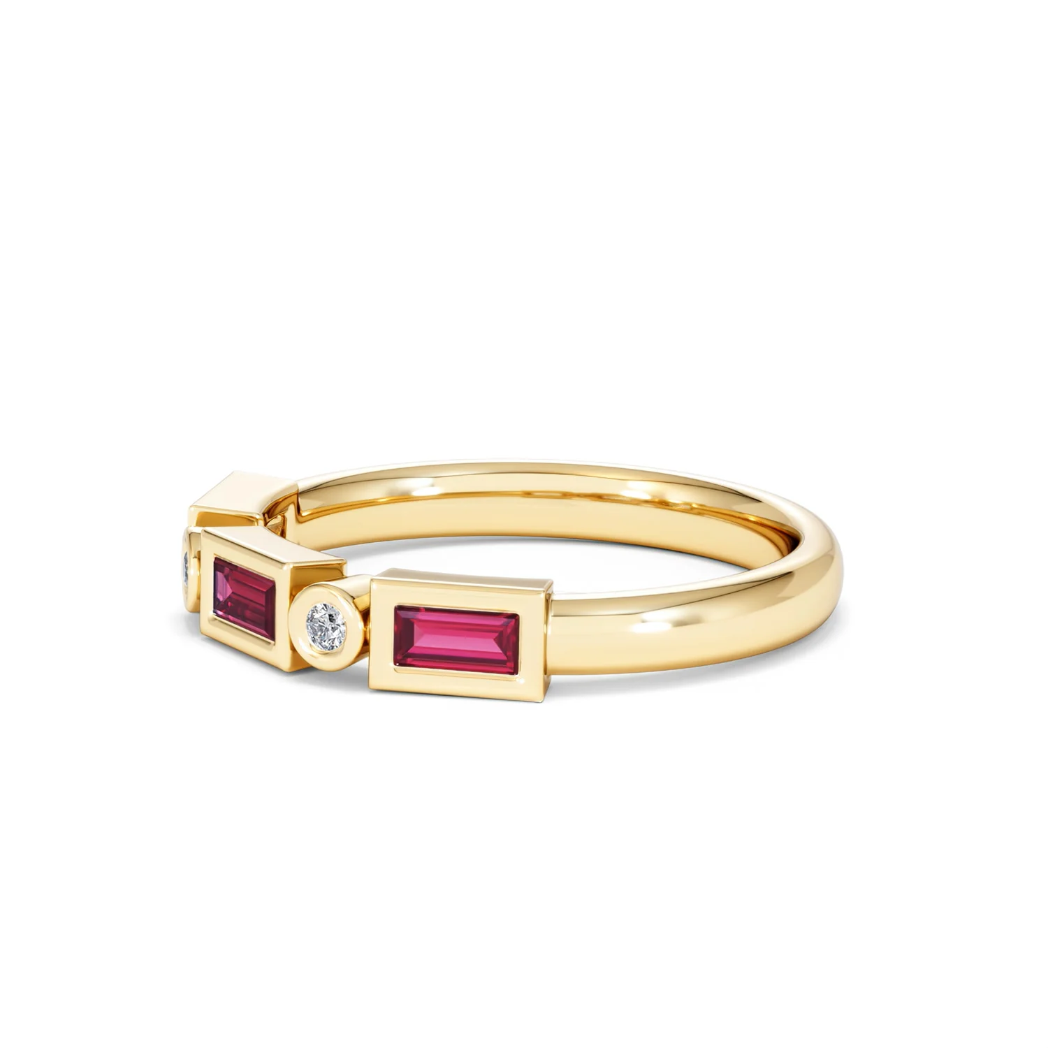 Forme 0.37ct Baguette Cut Lab Ruby 5 Stone Ring in 18K Gold Vermeil - Image 74