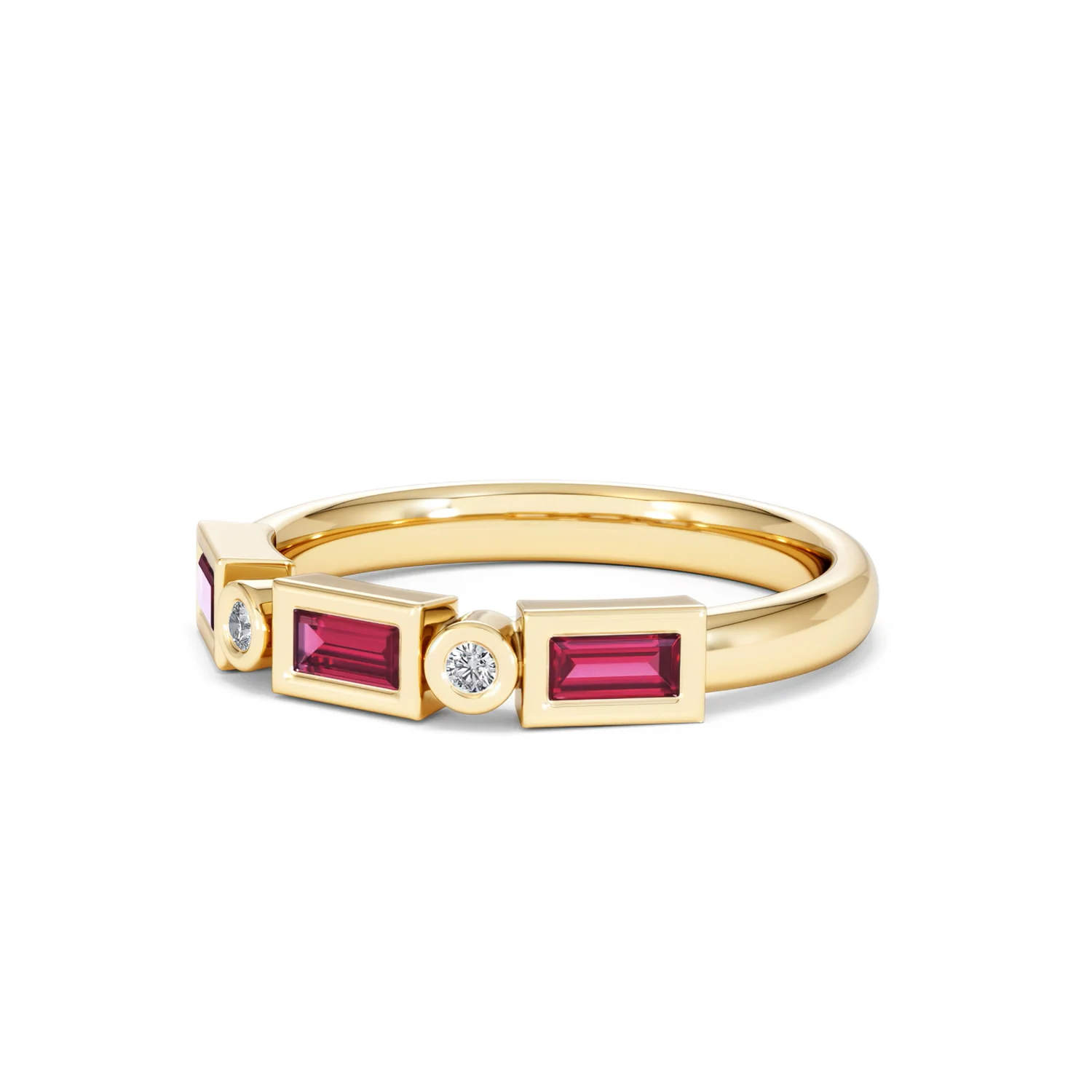 Forme 0.37ct Baguette Cut Lab Ruby 5 Stone Ring in 18K Gold Vermeil - Image 79