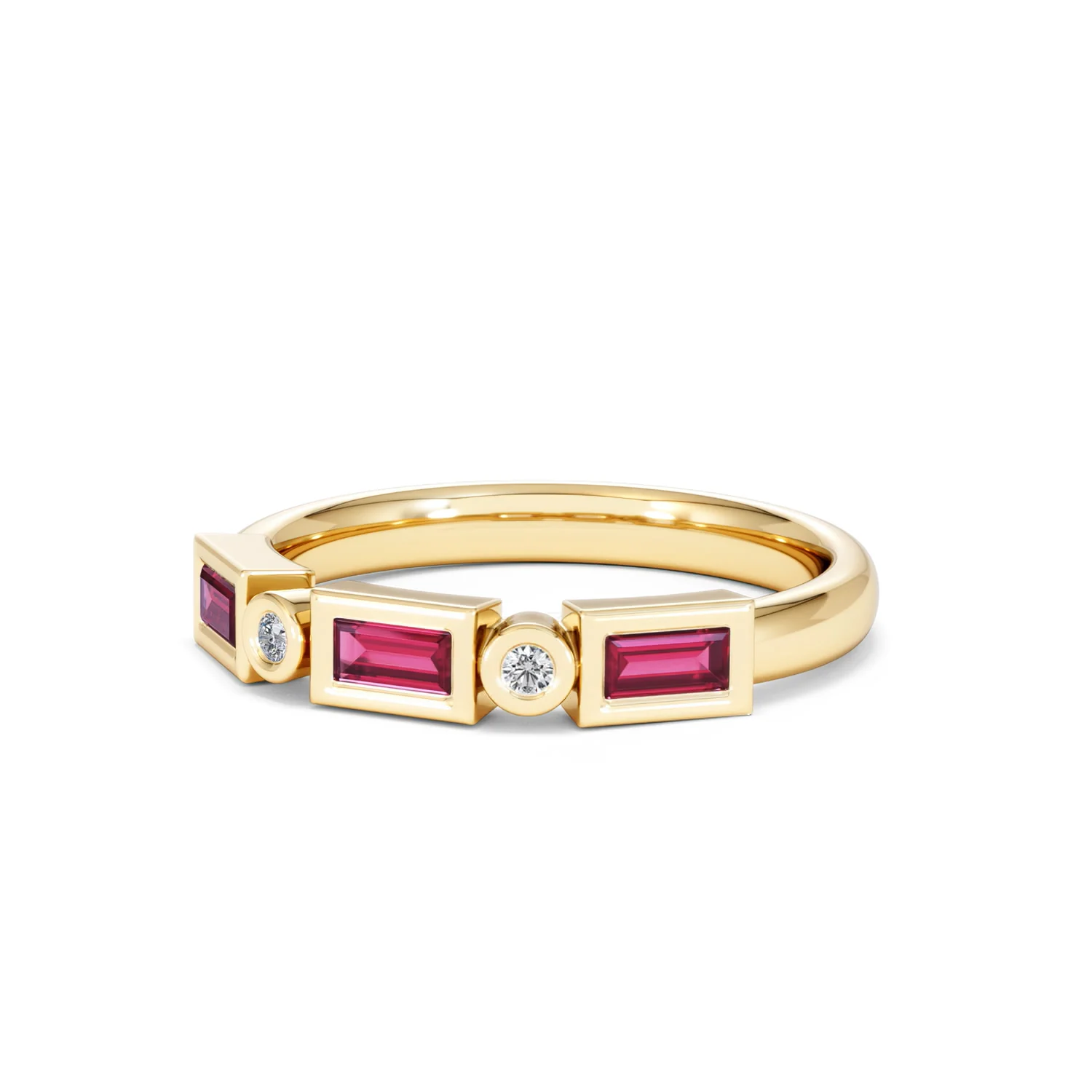 Forme 0.37ct Baguette Cut Lab Ruby 5 Stone Ring in 18K Gold Vermeil - Image 81