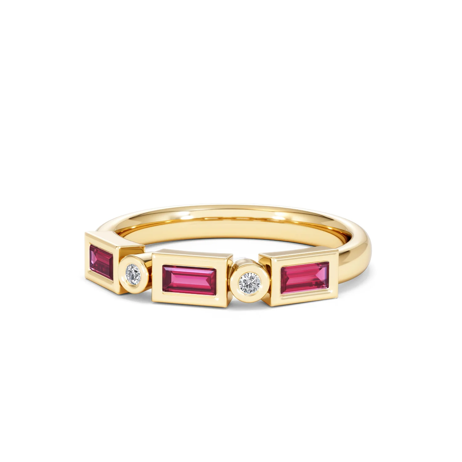 Forme 0.37ct Baguette Cut Lab Ruby 5 Stone Ring in 18K Gold Vermeil - Image 83
