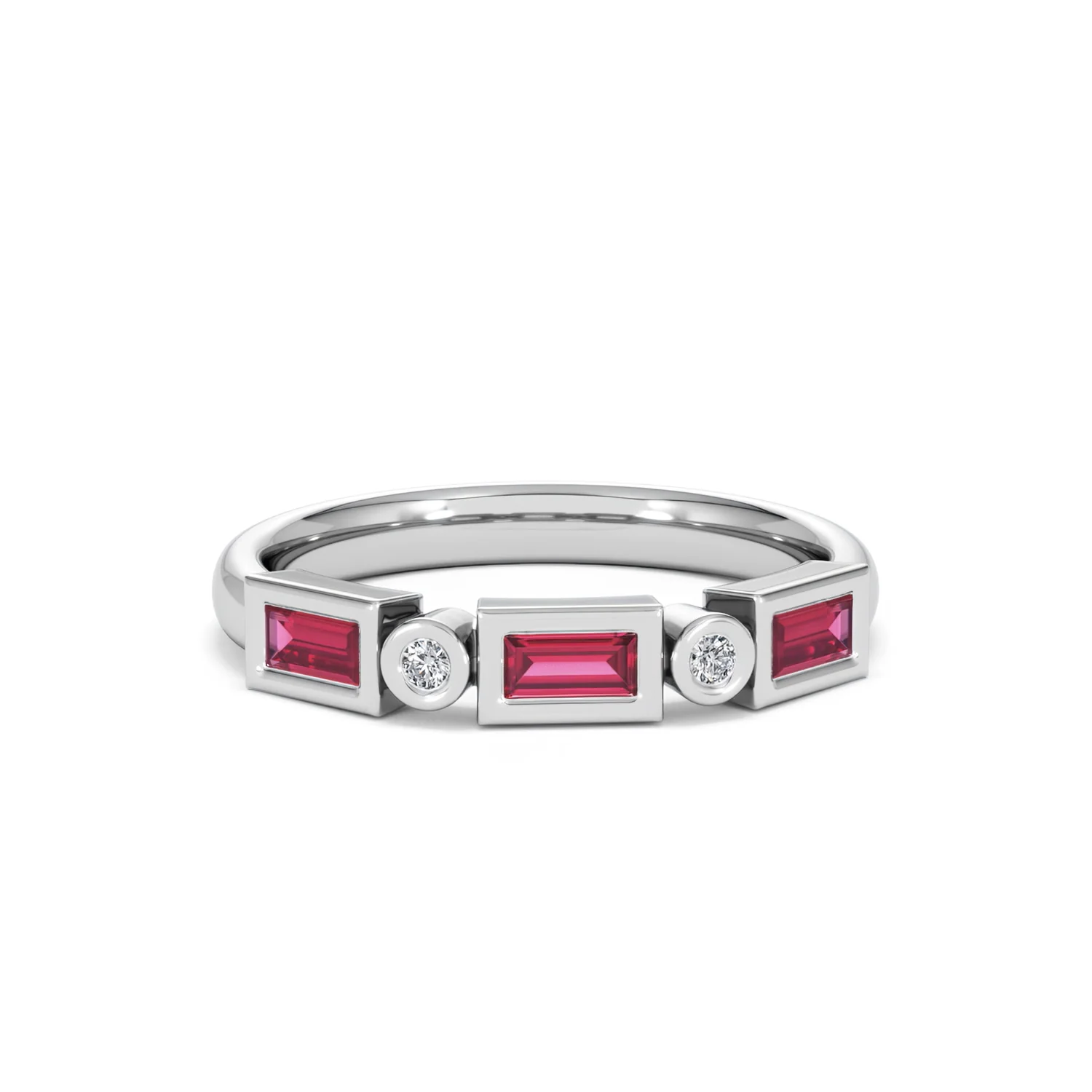 Forme 0.37ct Baguette Cut Lab Ruby 5 Stone Ring in Sterling Silver - Image 10