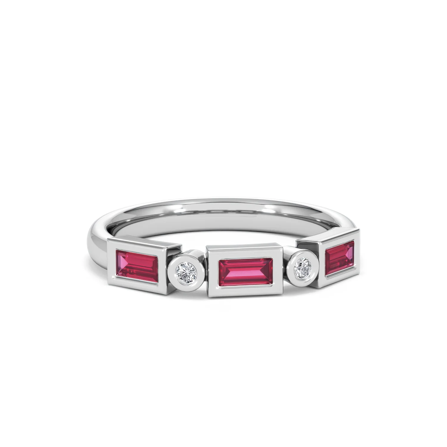 Forme 0.37ct Baguette Cut Lab Ruby 5 Stone Ring in Sterling Silver - Image 11