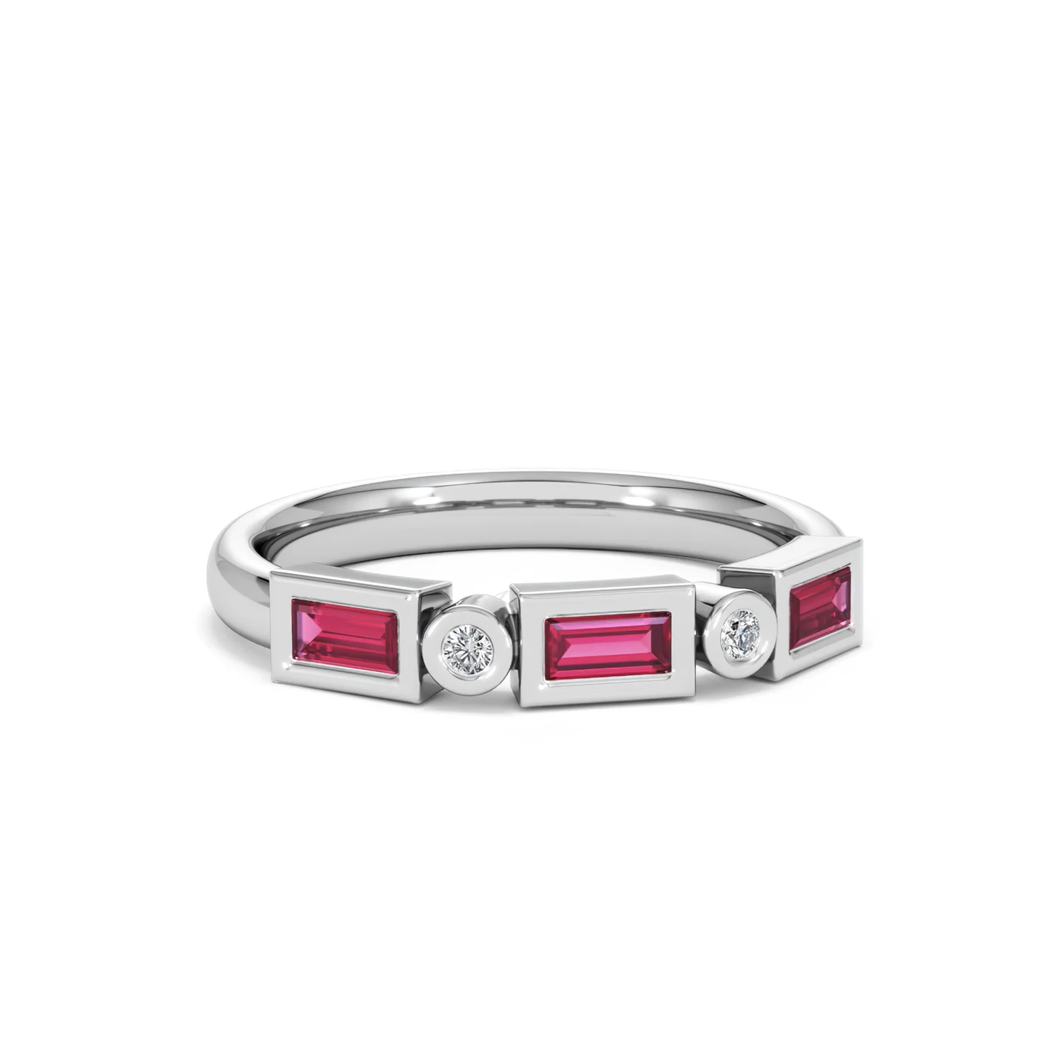 Forme 0.37ct Baguette Cut Lab Ruby 5 Stone Ring in Sterling Silver - Image 12