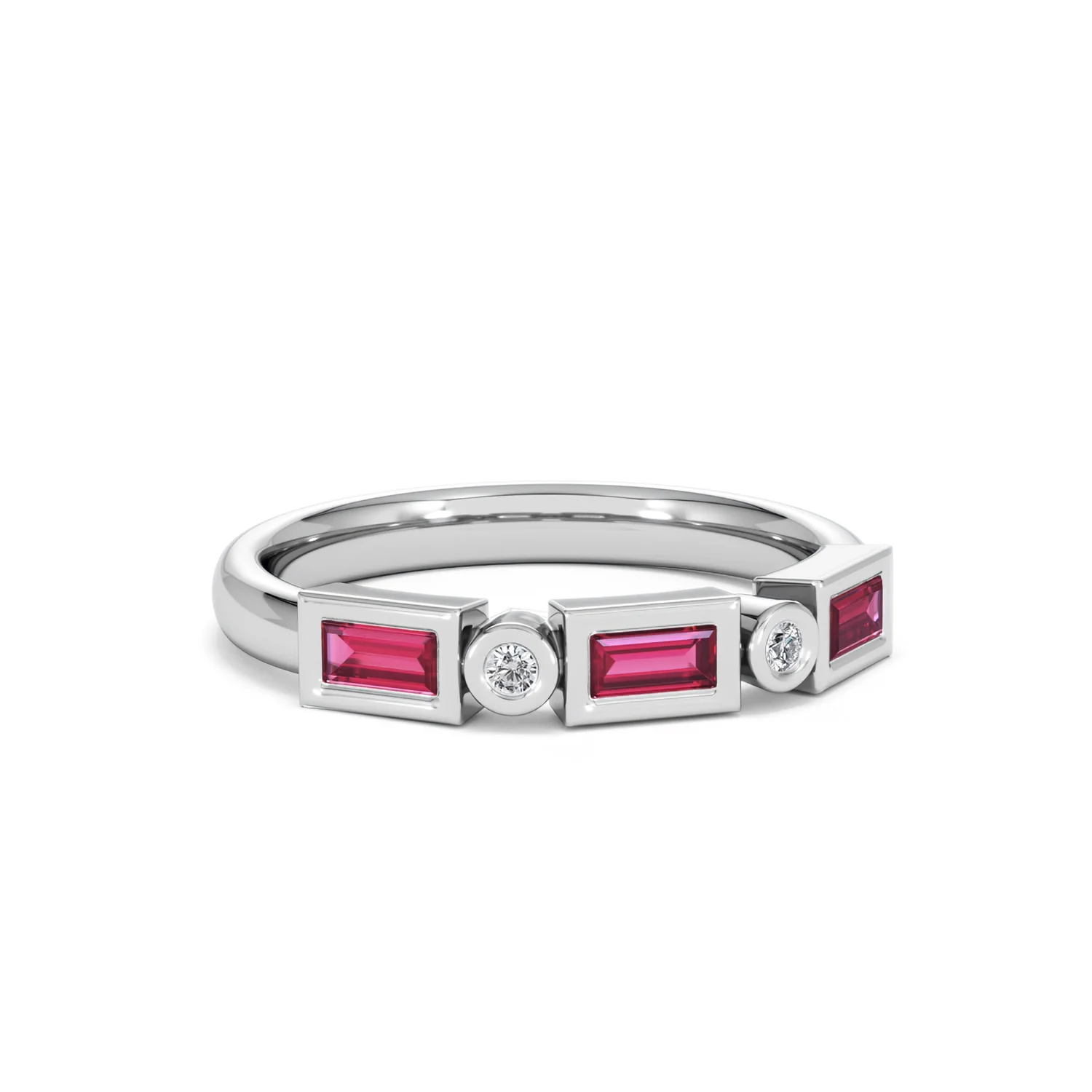 Forme 0.37ct Baguette Cut Lab Ruby 5 Stone Ring in Sterling Silver - Image 13