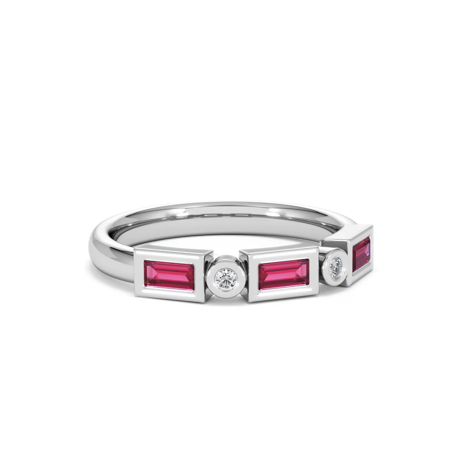 Forme 0.37ct Baguette Cut Lab Ruby 5 Stone Ring in Sterling Silver - Image 14