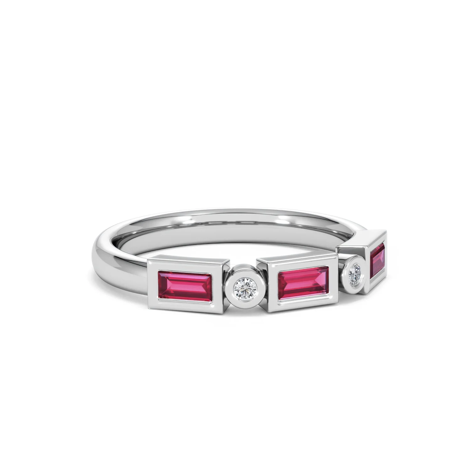 Forme 0.37ct Baguette Cut Lab Ruby 5 Stone Ring in Sterling Silver - Image 15