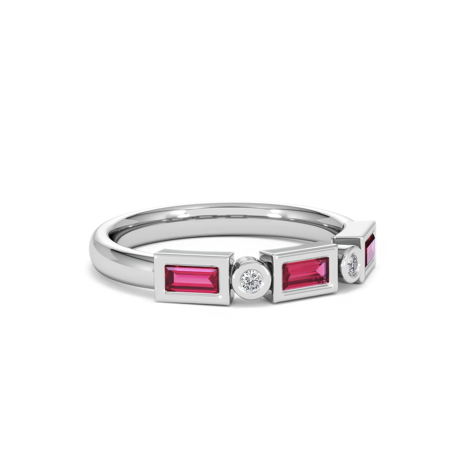 Forme 0.37ct Baguette Cut Lab Ruby 5 Stone Ring in Sterling Silver - Image 16