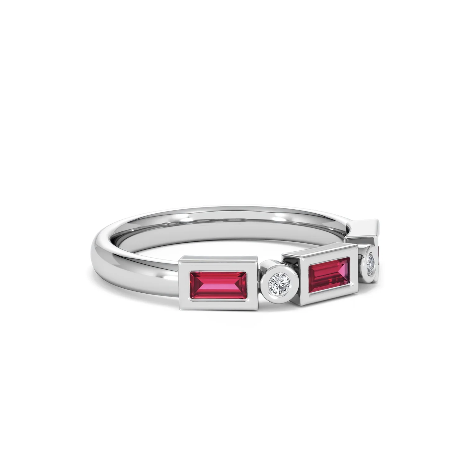 Forme 0.37ct Baguette Cut Lab Ruby 5 Stone Ring in Sterling Silver - Image 18