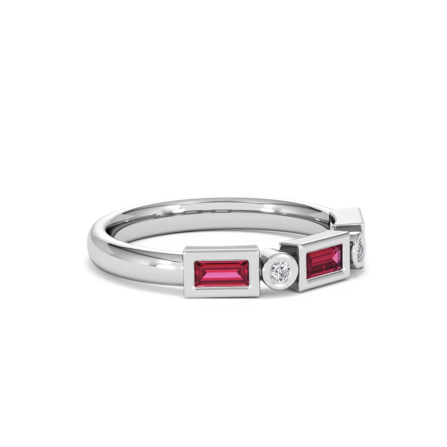 Forme 0.37ct Baguette Cut Lab Ruby 5 Stone Ring in Sterling Silver - Image 19