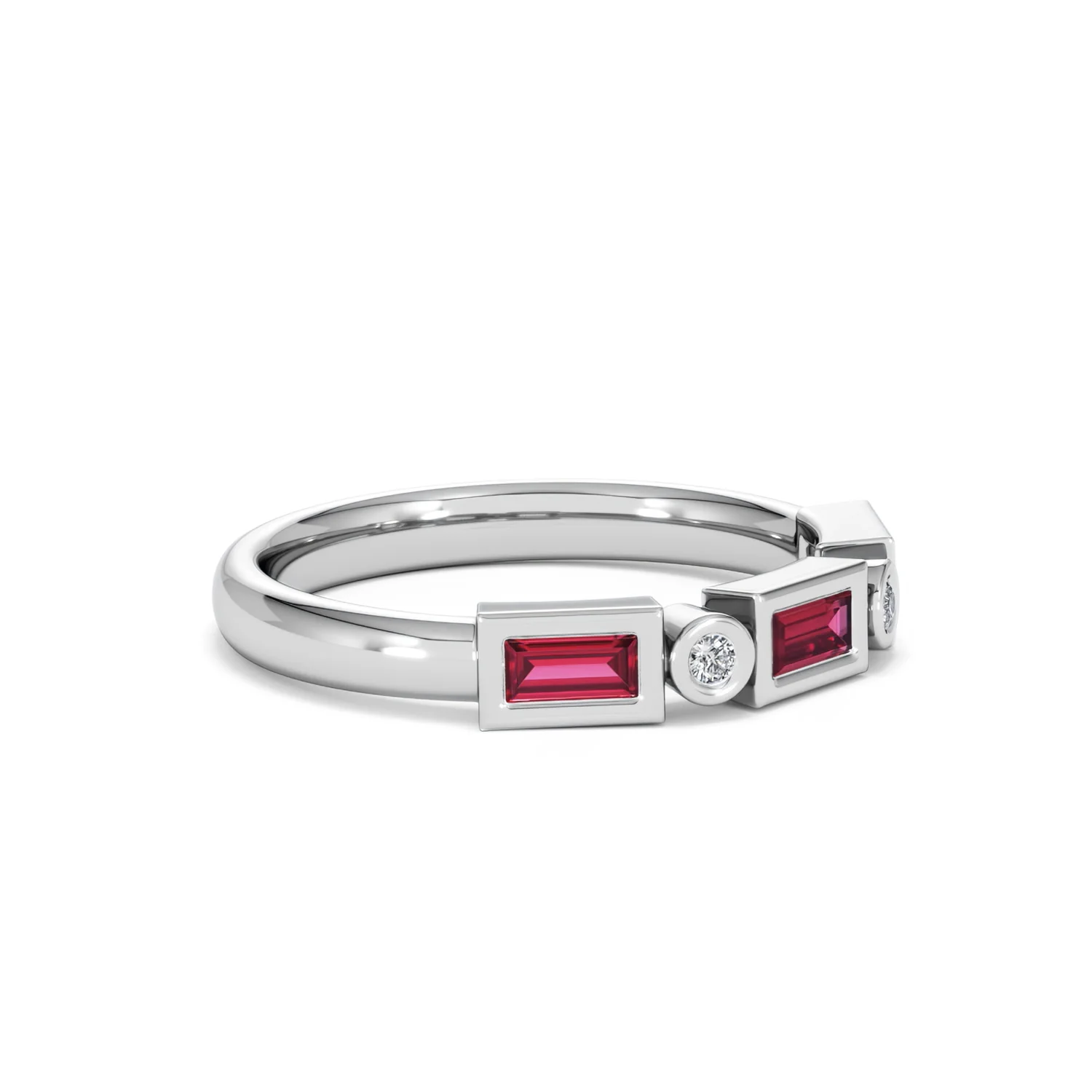 Forme 0.37ct Baguette Cut Lab Ruby 5 Stone Ring in Sterling Silver - Image 20