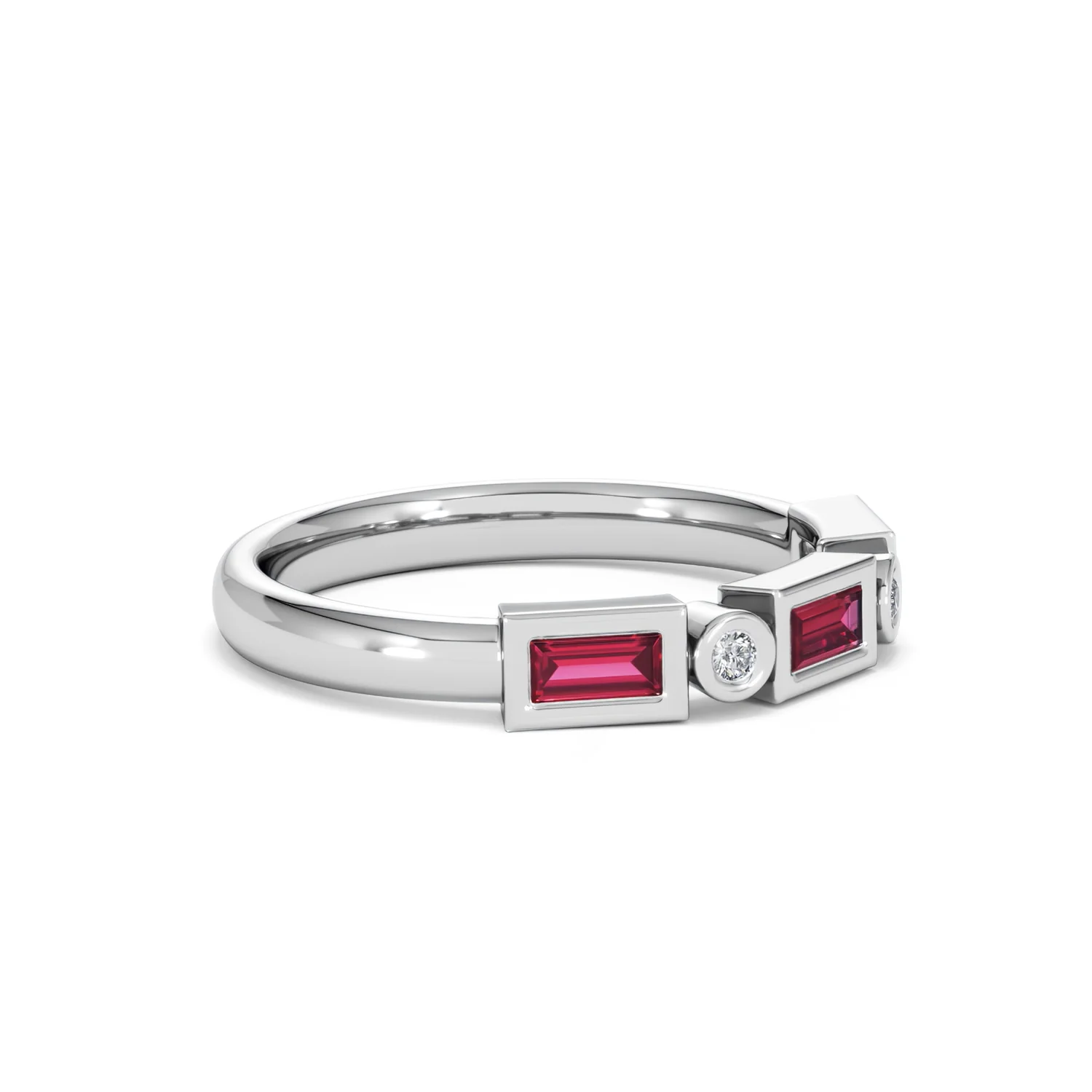 Forme 0.37ct Baguette Cut Lab Ruby 5 Stone Ring in Sterling Silver - Image 21
