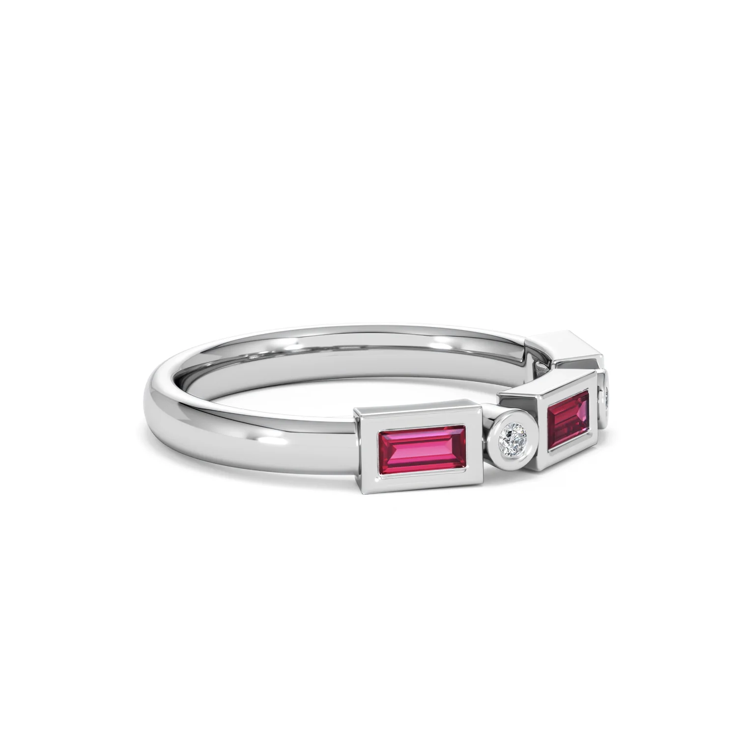 Forme 0.37ct Baguette Cut Lab Ruby 5 Stone Ring in Sterling Silver - Image 22