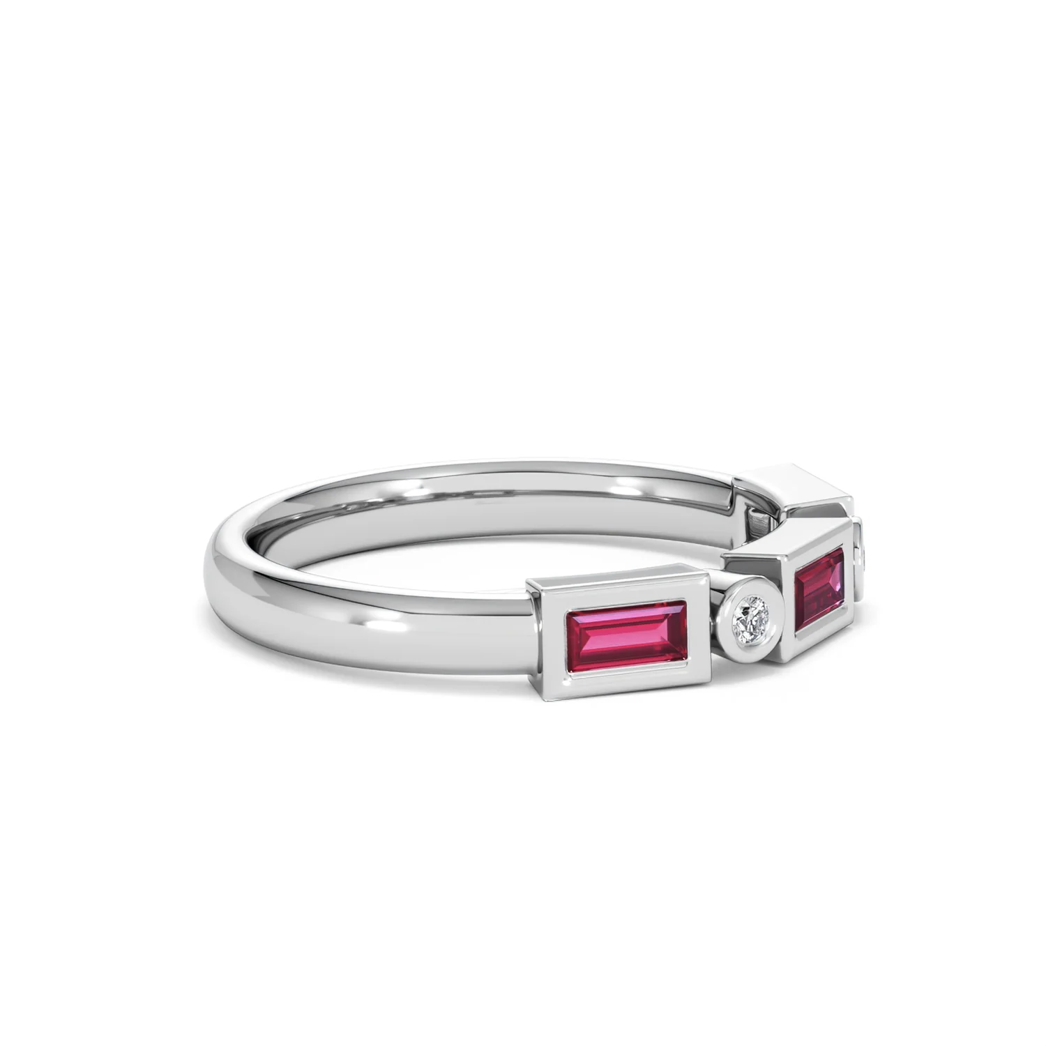 Forme 0.37ct Baguette Cut Lab Ruby 5 Stone Ring in Sterling Silver - Image 23