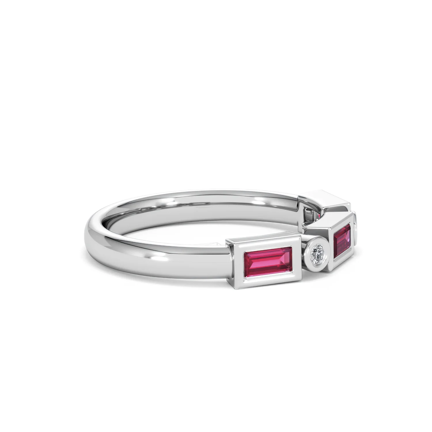 Forme 0.37ct Baguette Cut Lab Ruby 5 Stone Ring in Sterling Silver - Image 24