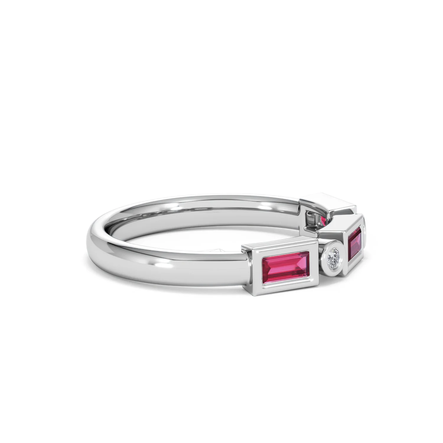 Forme 0.37ct Baguette Cut Lab Ruby 5 Stone Ring in Sterling Silver - Image 25