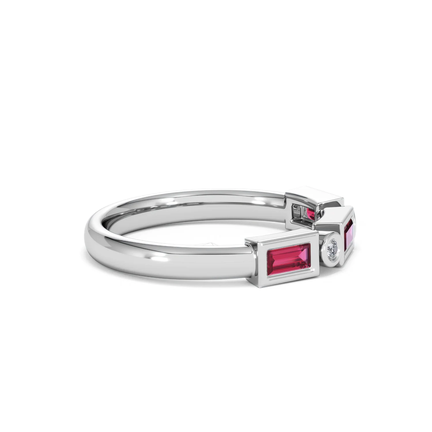 Forme 0.37ct Baguette Cut Lab Ruby 5 Stone Ring in Sterling Silver - Image 26