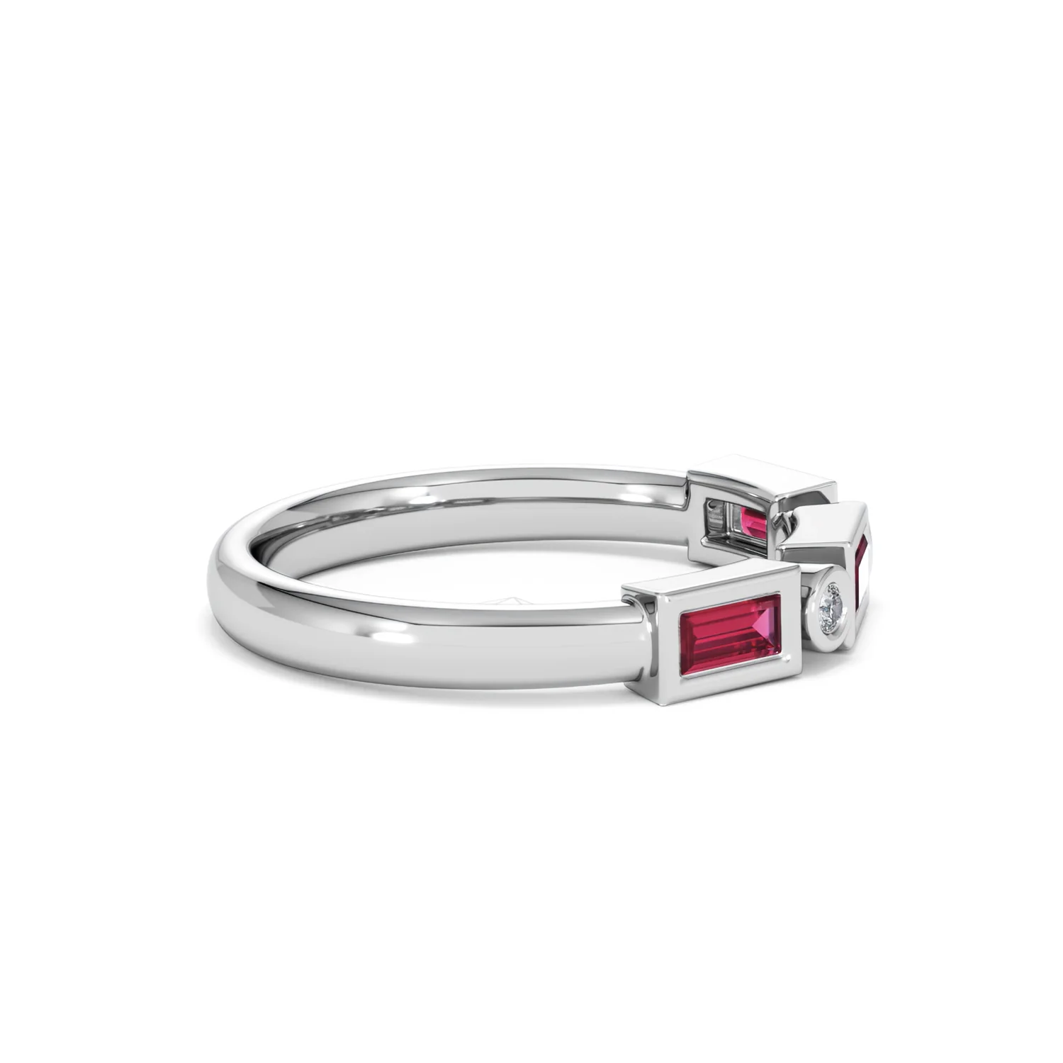 Forme 0.37ct Baguette Cut Lab Ruby 5 Stone Ring in Sterling Silver - Image 27