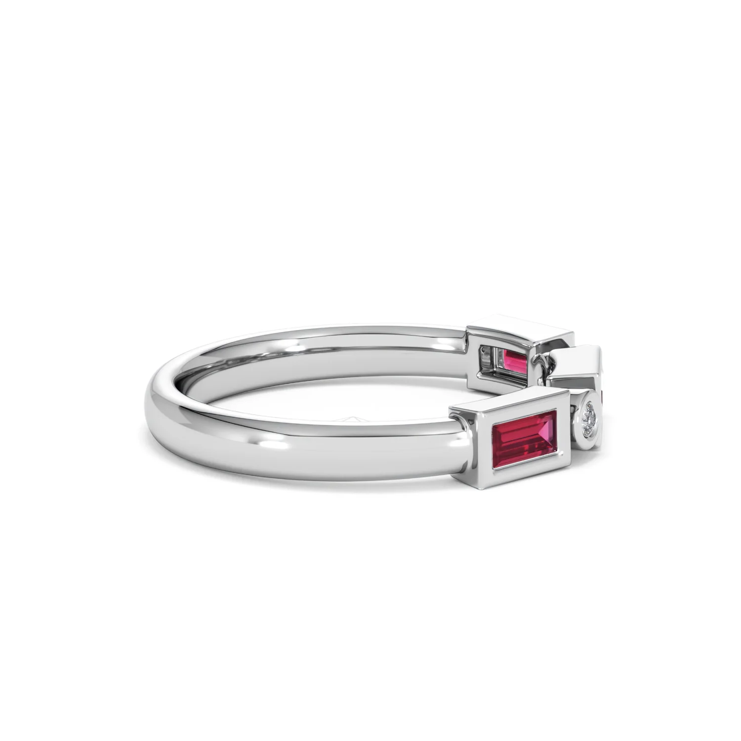 Forme 0.37ct Baguette Cut Lab Ruby 5 Stone Ring in Sterling Silver - Image 28