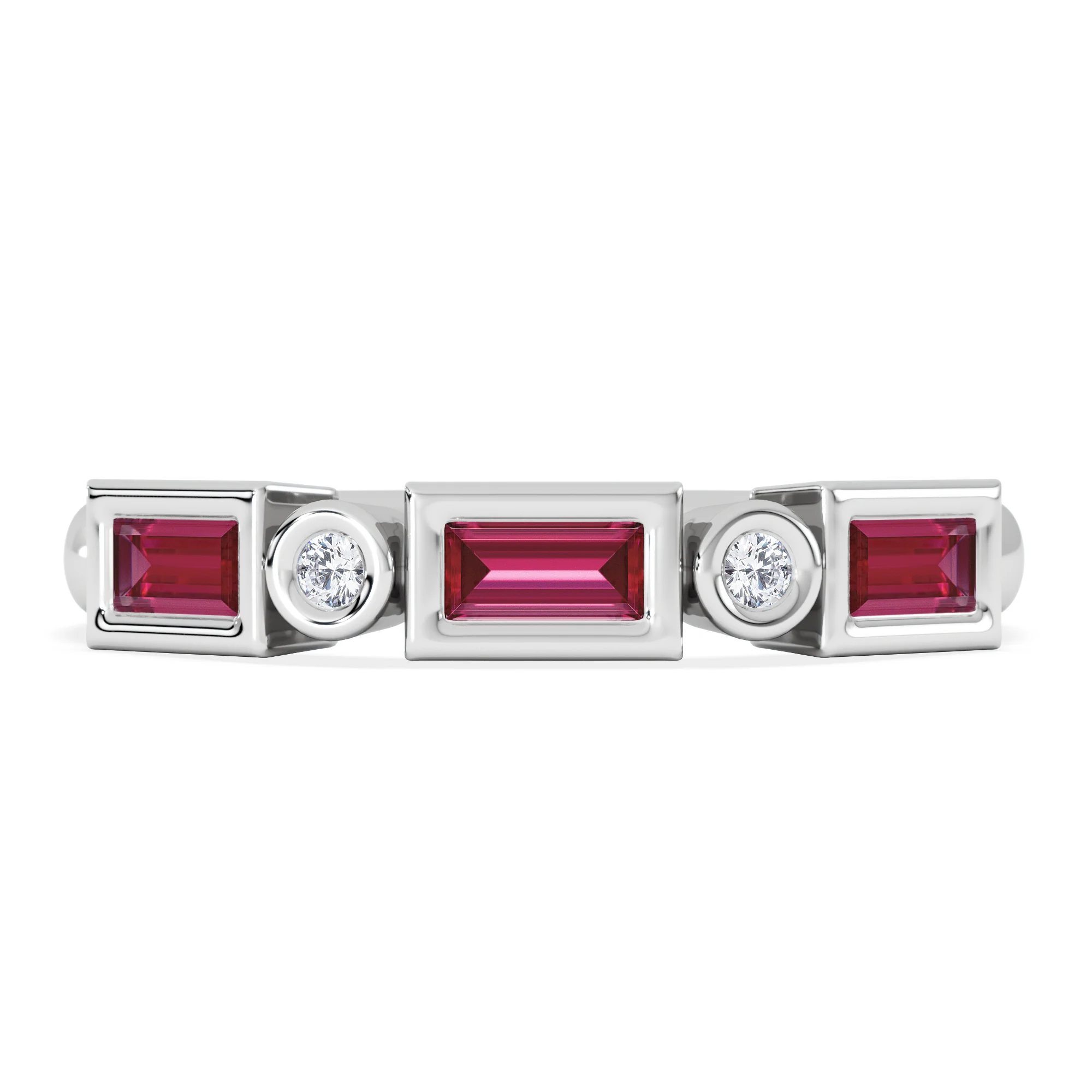 Forme 0.37ct Baguette Cut Lab Ruby 5 Stone Ring in Sterling Silver - Image 3