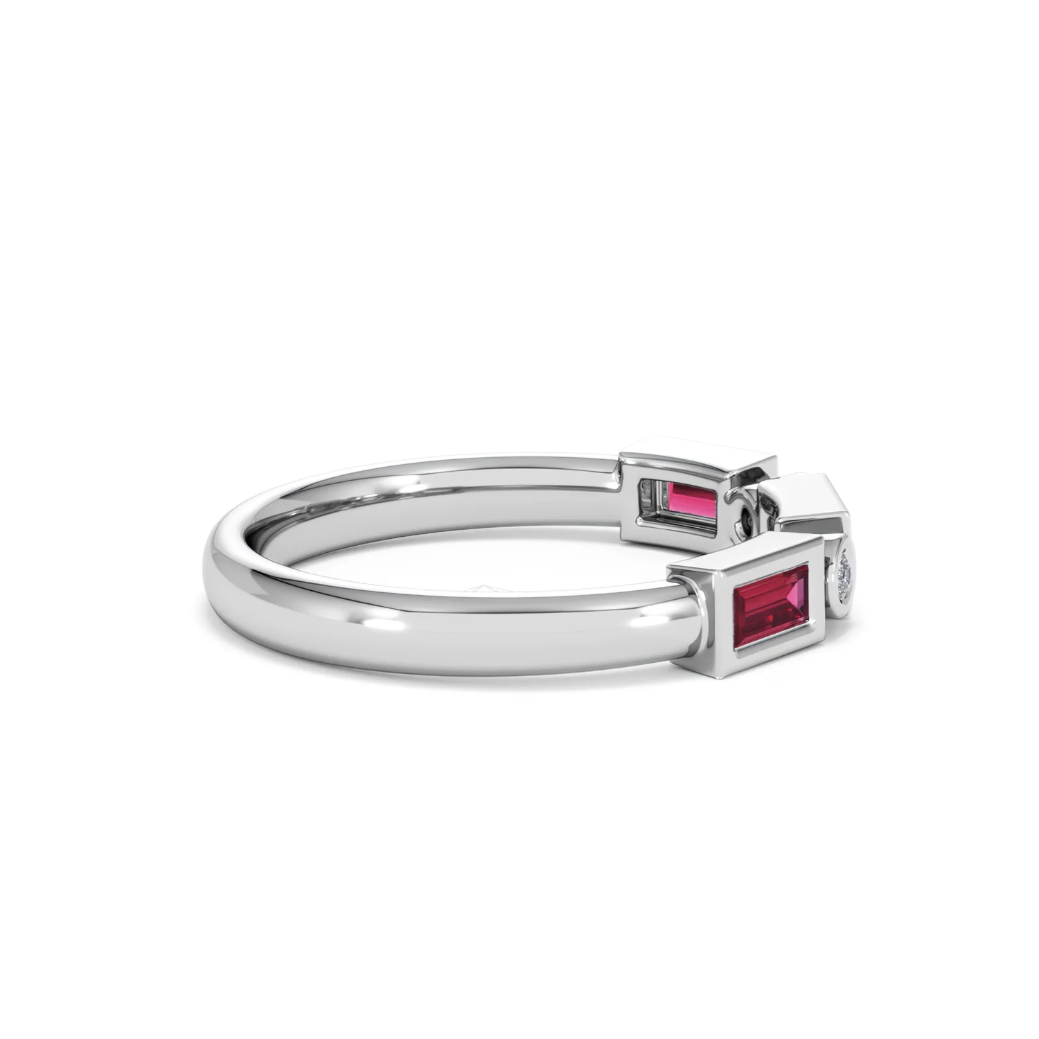 Forme 0.37ct Baguette Cut Lab Ruby 5 Stone Ring in Sterling Silver - Image 30