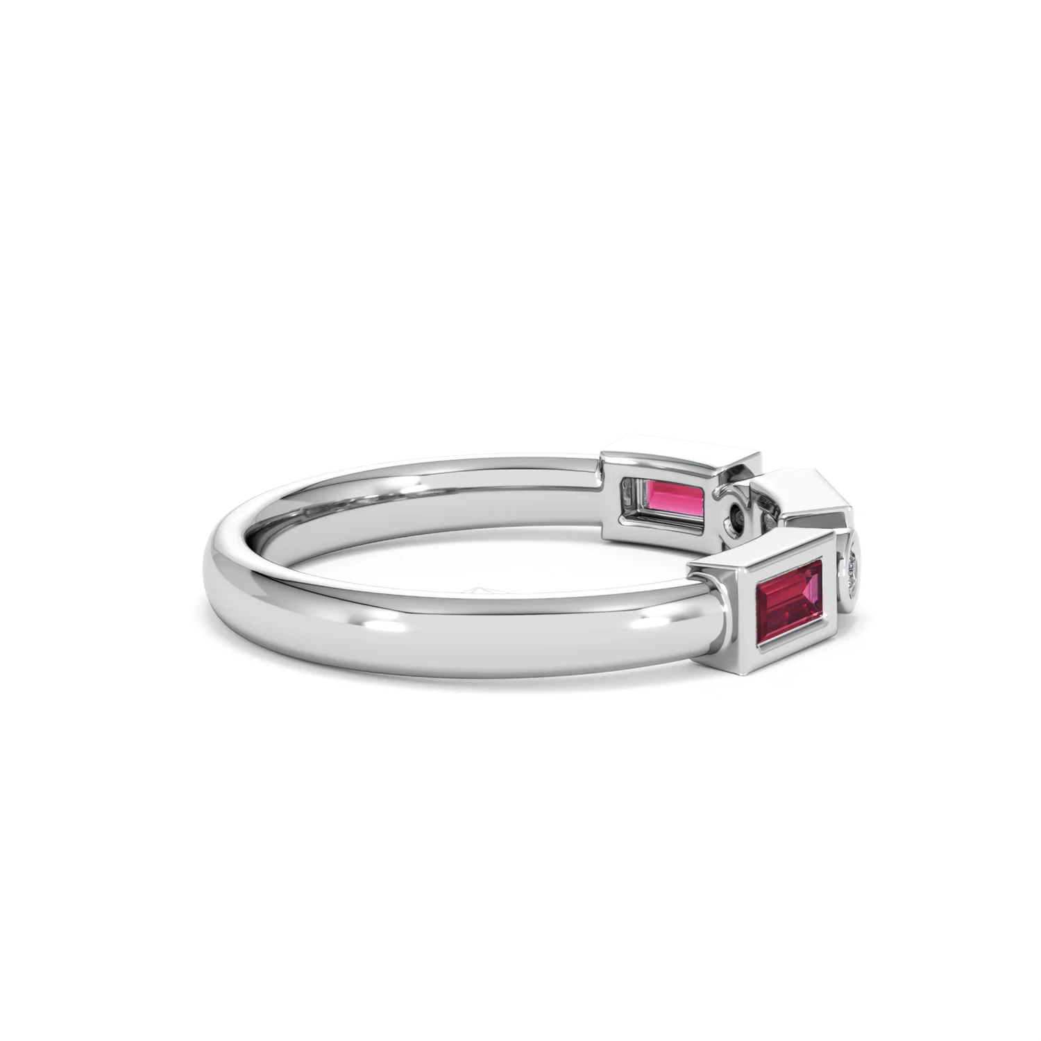 Forme 0.37ct Baguette Cut Lab Ruby 5 Stone Ring in Sterling Silver - Image 31