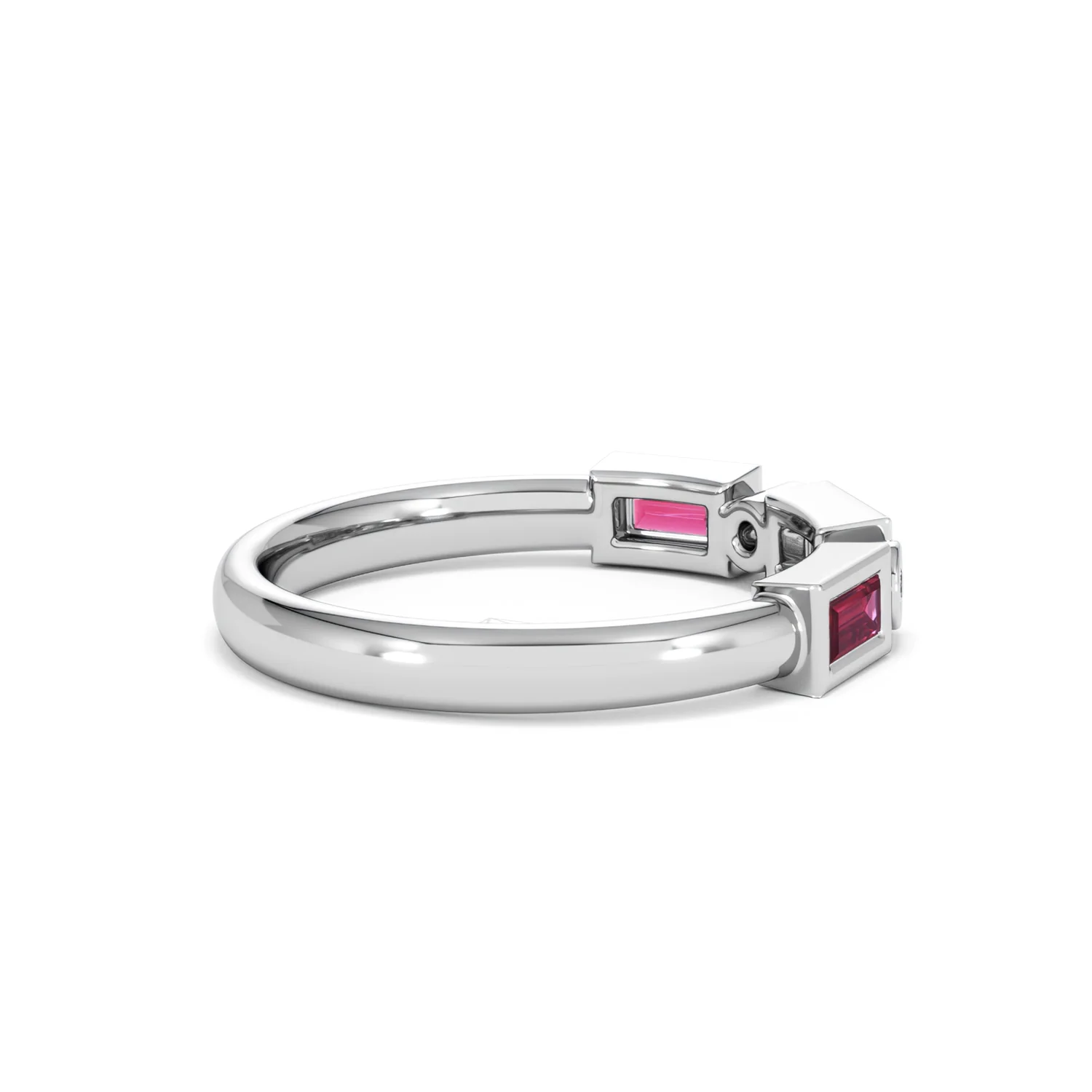 Forme 0.37ct Baguette Cut Lab Ruby 5 Stone Ring in Sterling Silver - Image 33