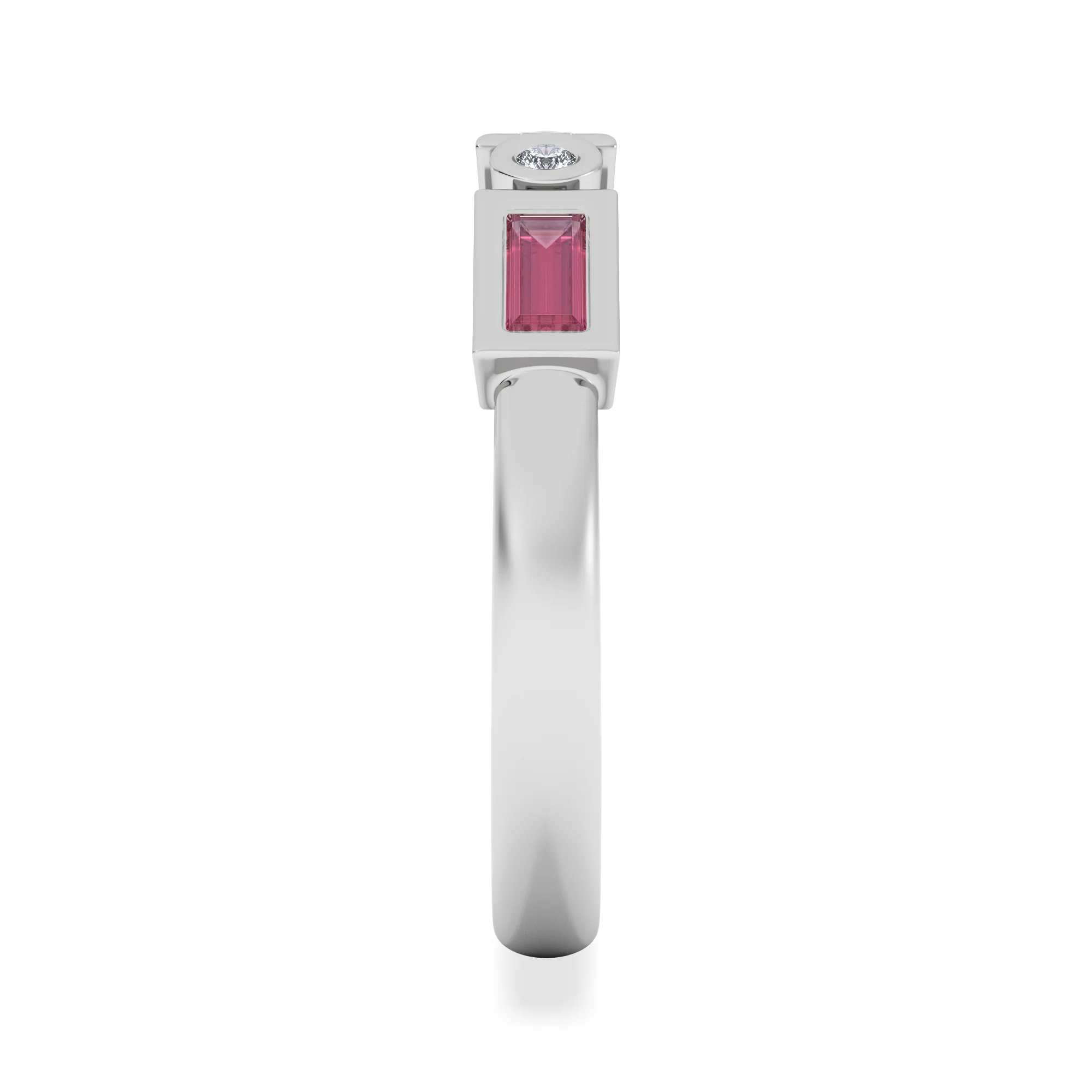 Forme 0.37ct Baguette Cut Lab Ruby 5 Stone Ring in Sterling Silver - Image 5