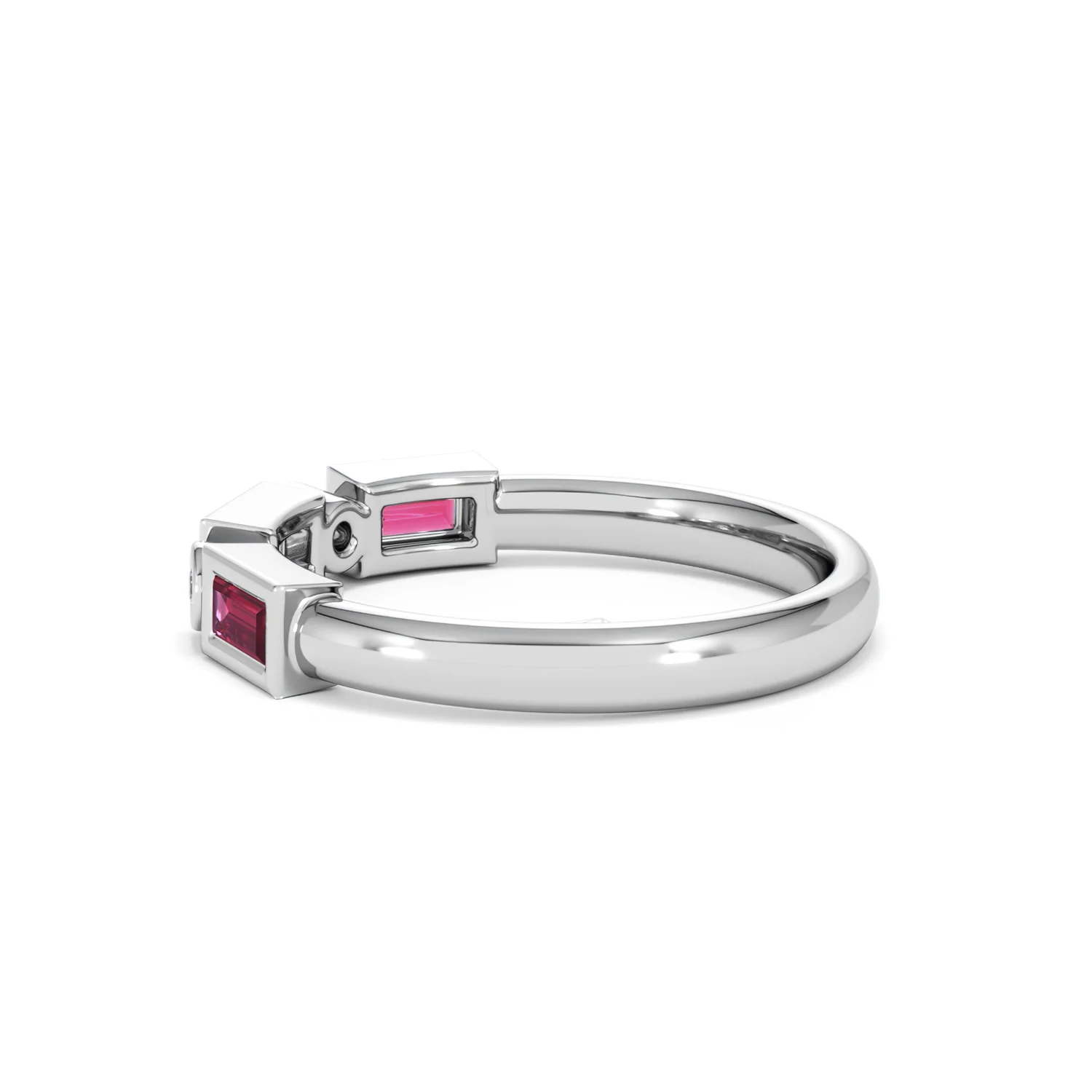 Forme 0.37ct Baguette Cut Lab Ruby 5 Stone Ring in Sterling Silver - Image 65