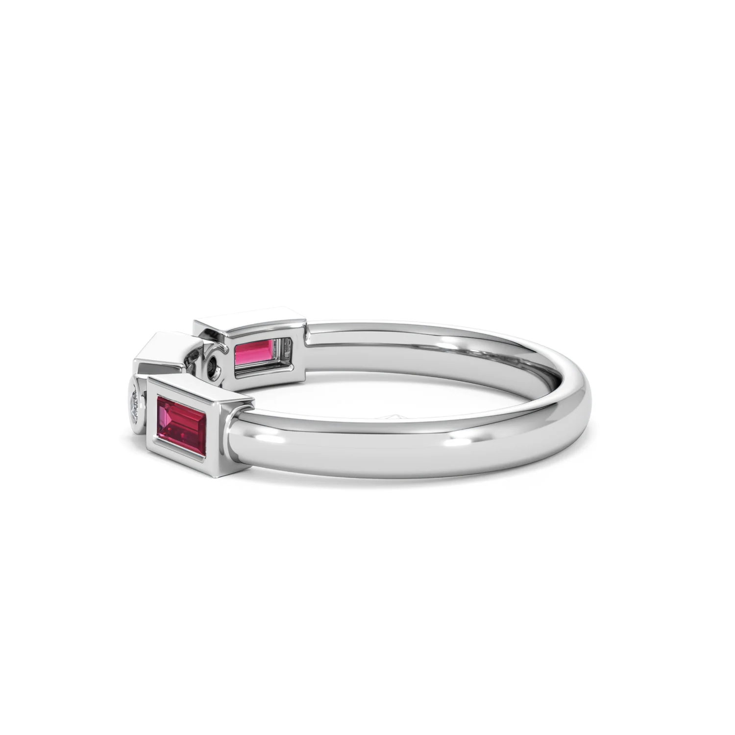 Forme 0.37ct Baguette Cut Lab Ruby 5 Stone Ring in Sterling Silver - Image 67