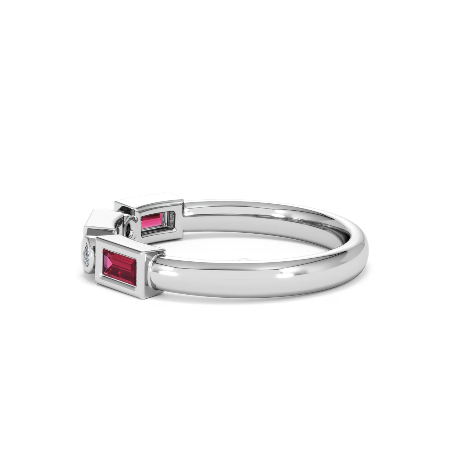 Forme 0.37ct Baguette Cut Lab Ruby 5 Stone Ring in Sterling Silver - Image 68
