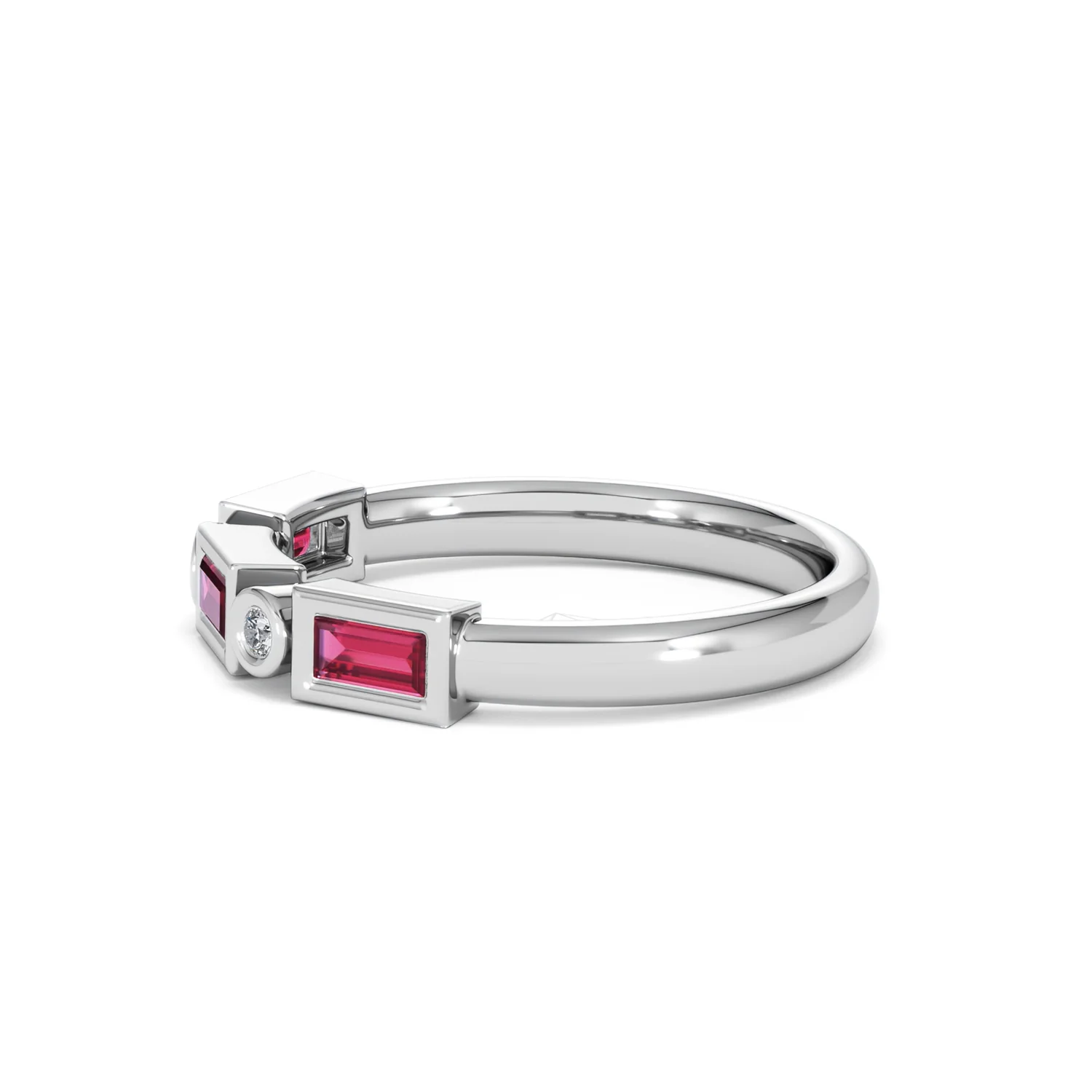 Forme 0.37ct Baguette Cut Lab Ruby 5 Stone Ring in Sterling Silver - Image 72