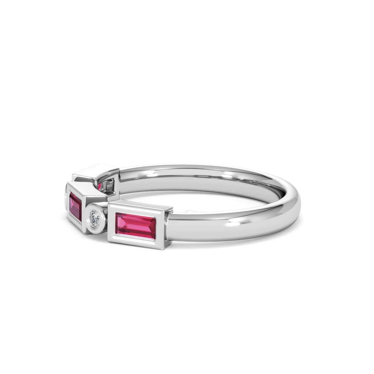 Forme 0.37ct Baguette Cut Lab Ruby 5 Stone Ring in Sterling Silver - Image 73