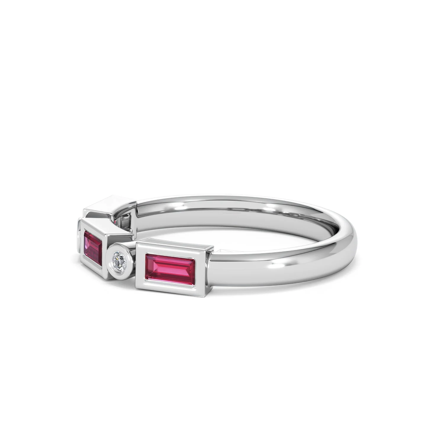 Forme 0.37ct Baguette Cut Lab Ruby 5 Stone Ring in Sterling Silver - Image 74